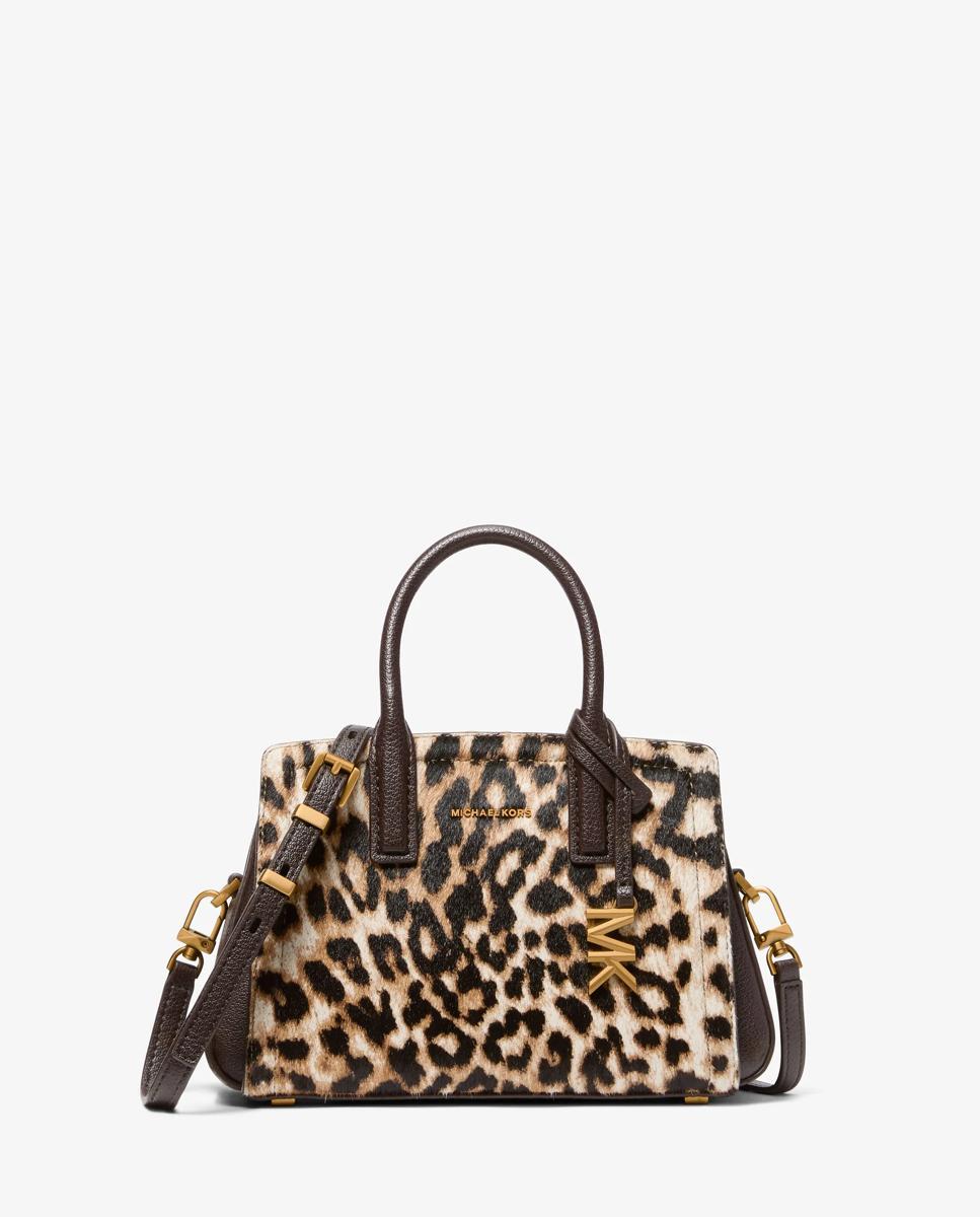 Bandolera d emujer satchel laila pequeño de pelo de becerro - Michael Michael Kors - Marrón Marrón-1