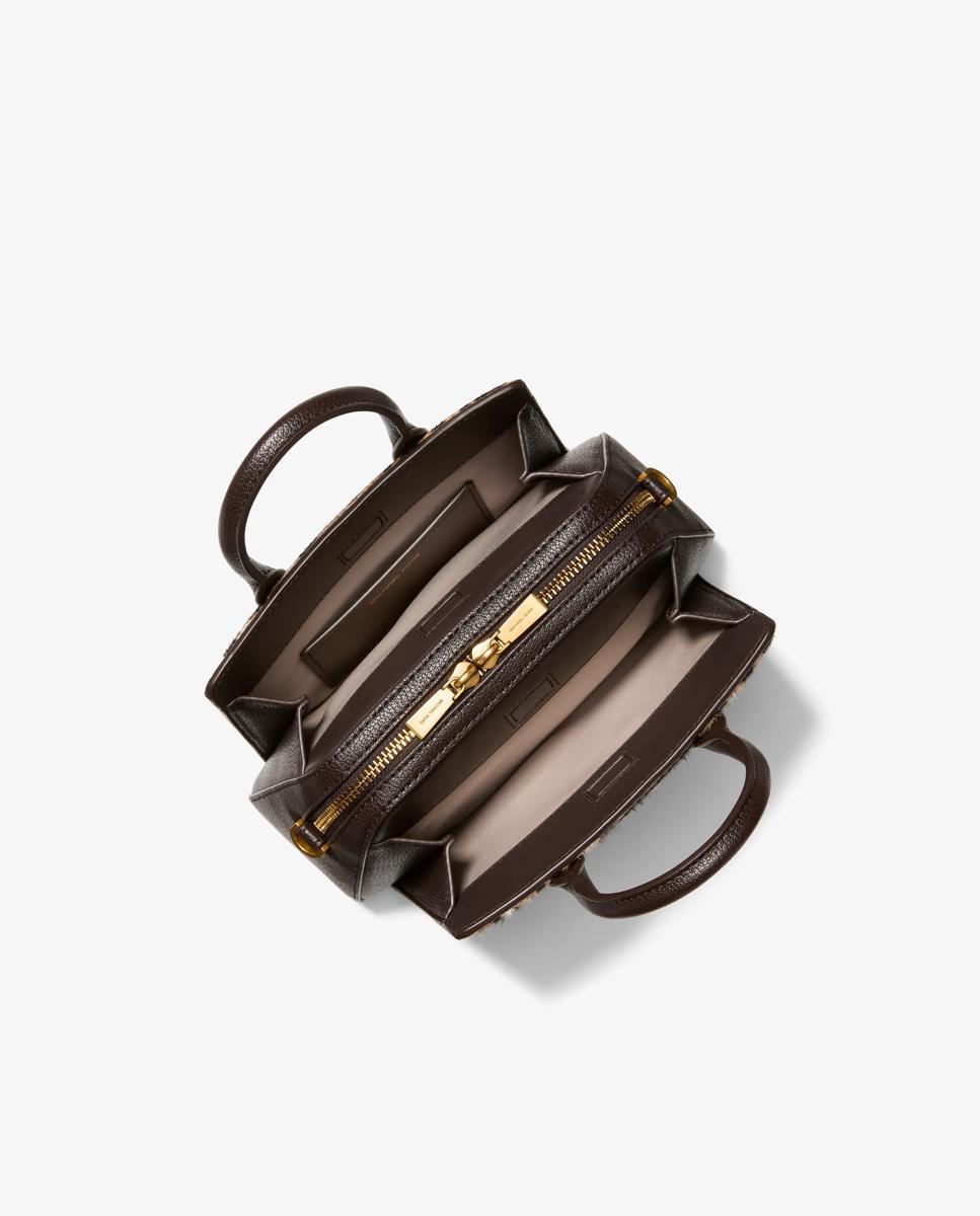 Bandolera d emujer satchel laila pequeño de pelo de becerro - Michael Michael Kors - Marrón Marrón-4