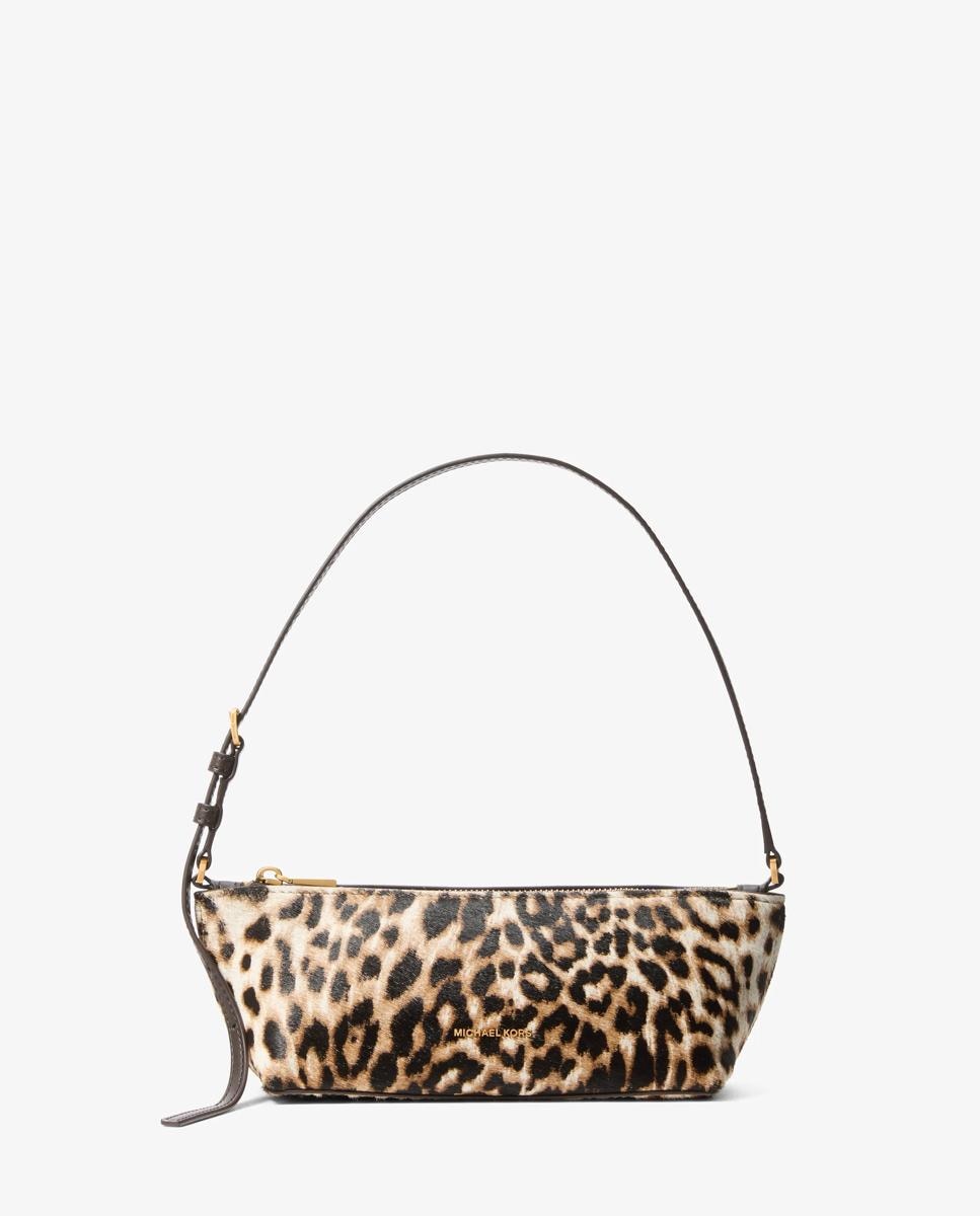 Bolso de hombro laila pequeño de pelo de becerro con estampado de leopardo - Michael Michael Kors - Marrón Marrón-1