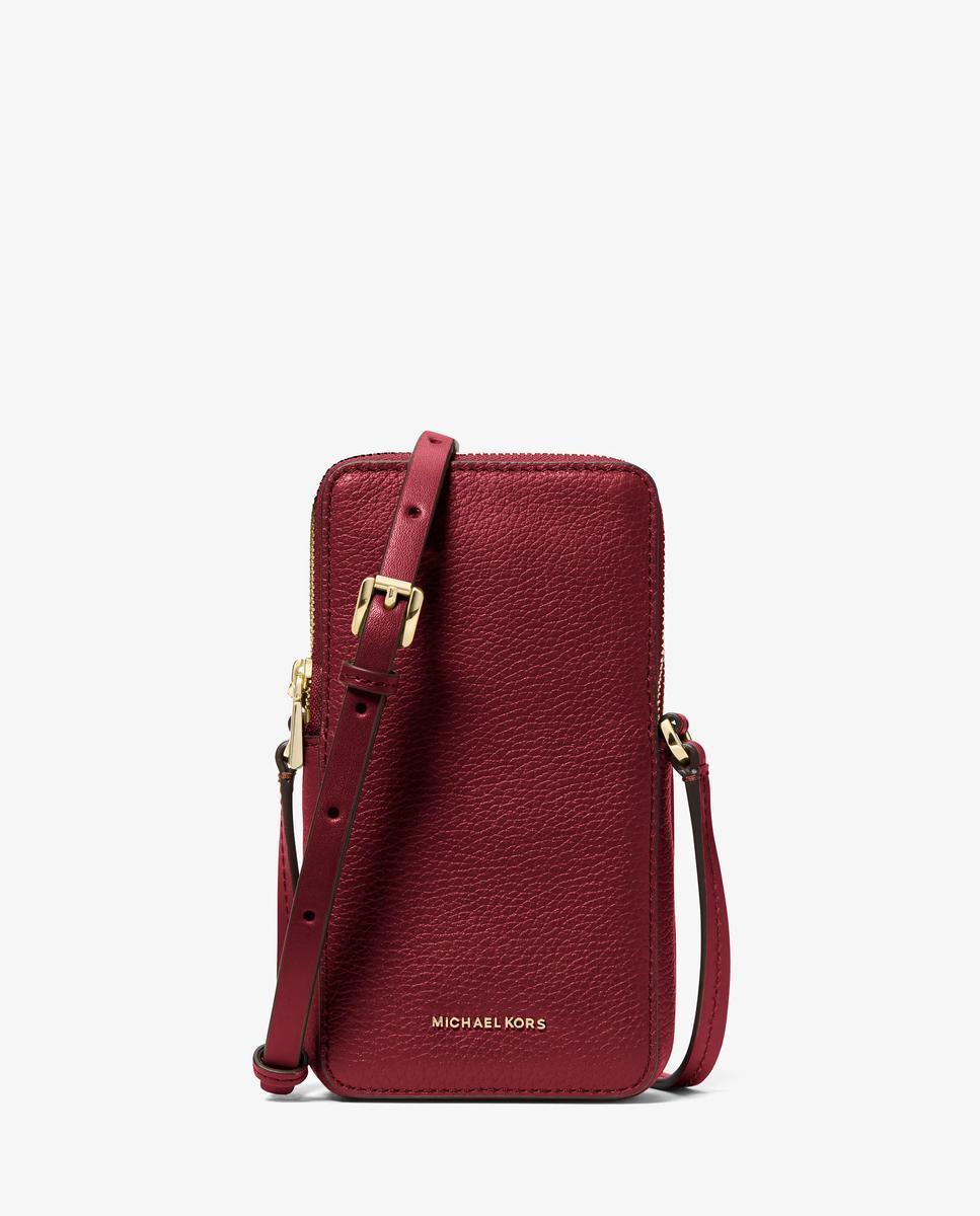 Imagen 1 de Bandolera de mujer para smartphone jet set pequeña de piel granulada Rojo cereza