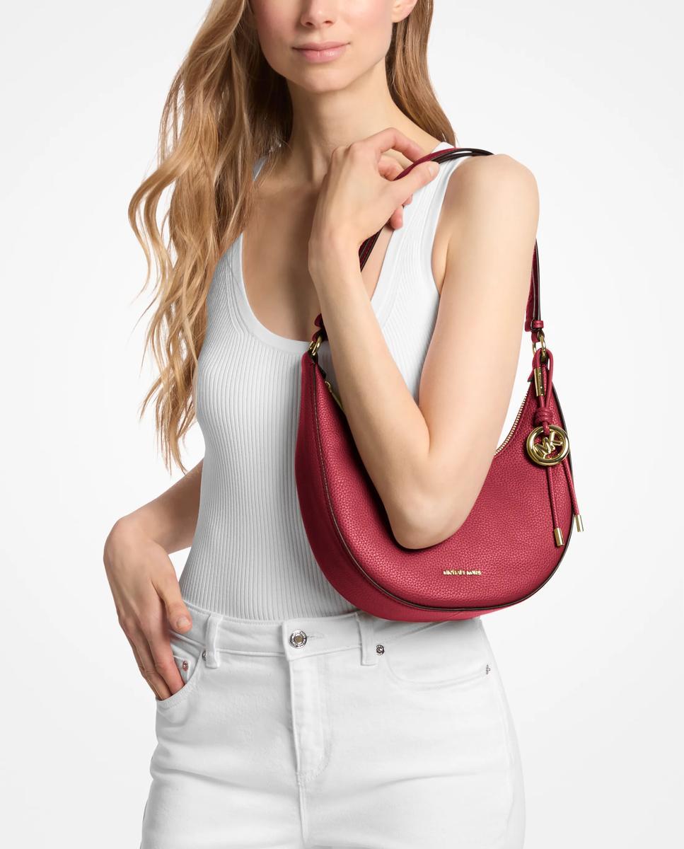 Imagen 3 de Bolso de hombro pochette transformable nolita pequeño de piel granulada - Michael Michael Kors - Rojo cereza Rojo cereza