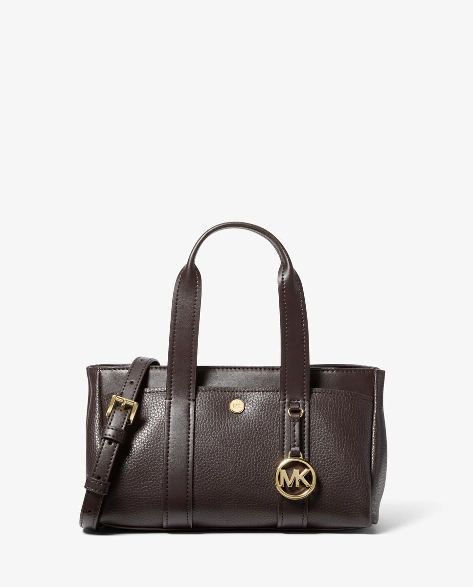 Imagen 0 de Bandolera de mujer satchel foster extrapequeña de piel granulada Marrón chocolate