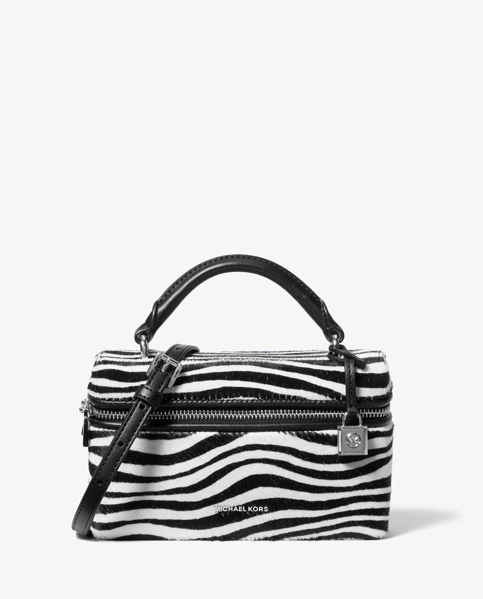 Imagen 0 de Bandolera de mujer jana extrapequeña de pelo con estampado de cebra Negro / Blanco