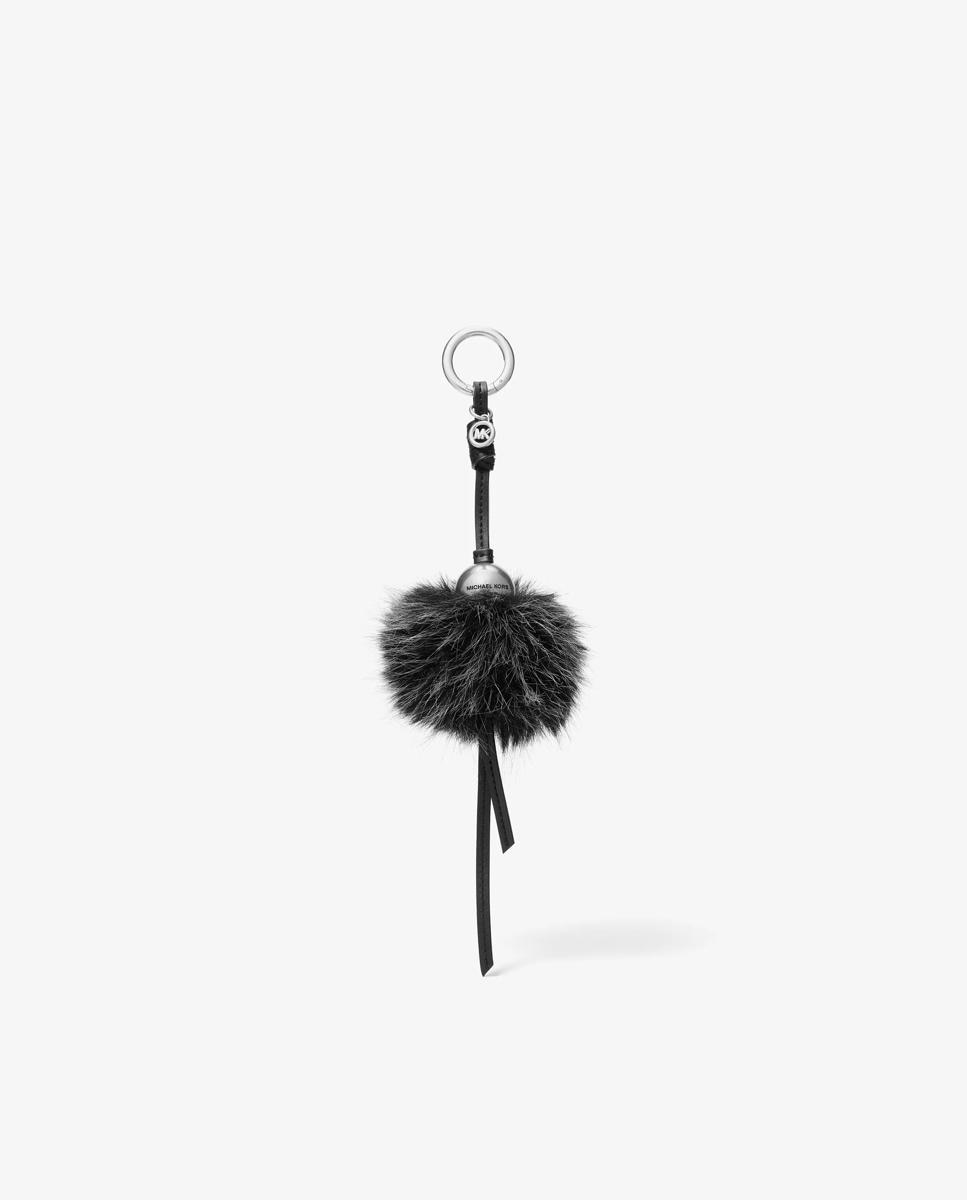 Imagen 1 de Adorno de pelo sintético con bola en tono plateado Negro