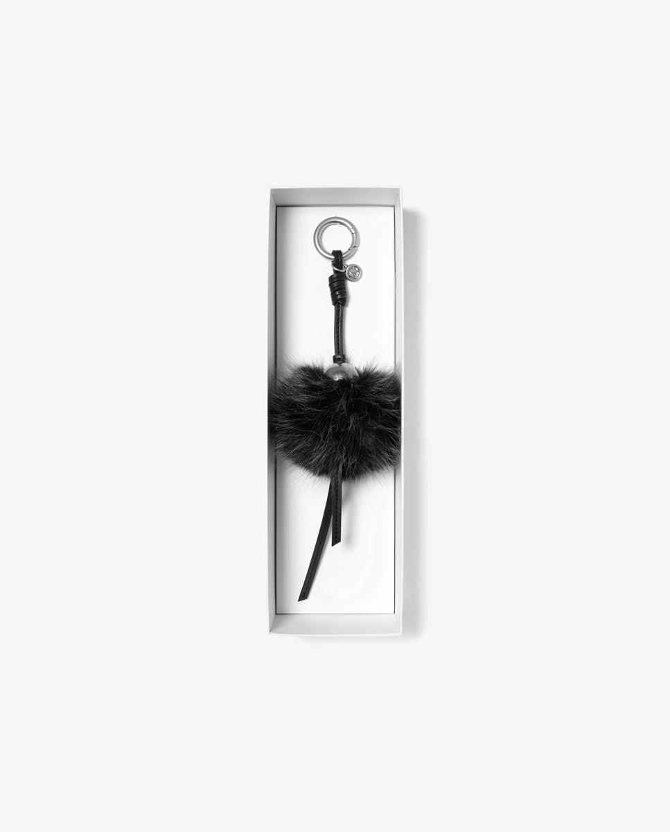 Imagen 4 de Adorno de pelo sintético con bola en tono plateado - Michael Michael Kors - Negro Negro