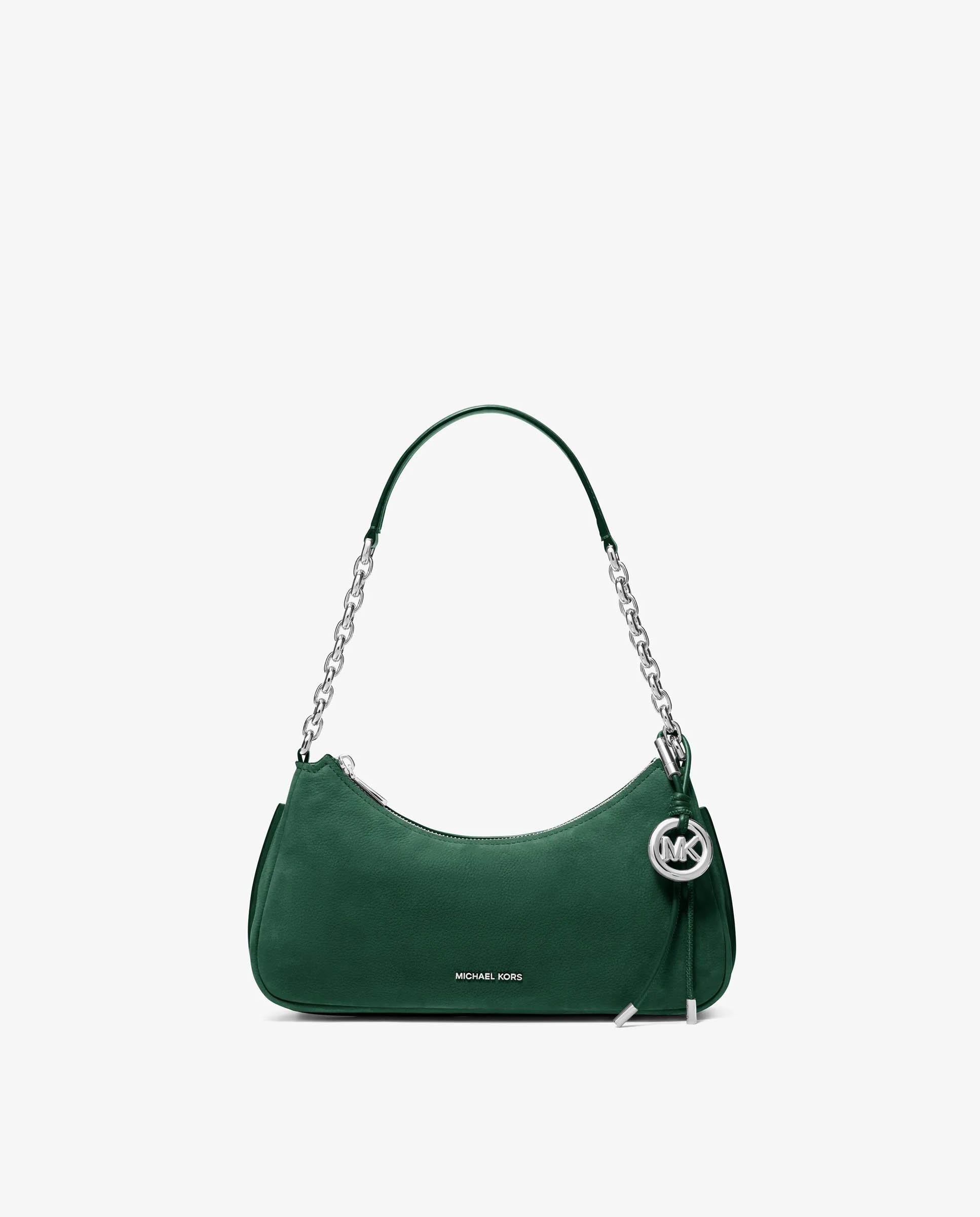 Bolso de hombro pochette nolita mediano de nobuck con cadena - Michael Michael Kors - Hierba Hierba-1