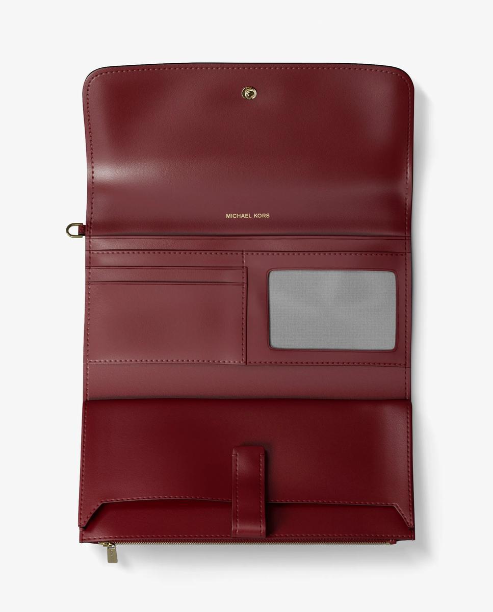 Imagen 3 de Bolso de mano con pulsera para smartphone jet set mediano de piel granulada - Michael Michael Kors - Rojo cereza Rojo cereza