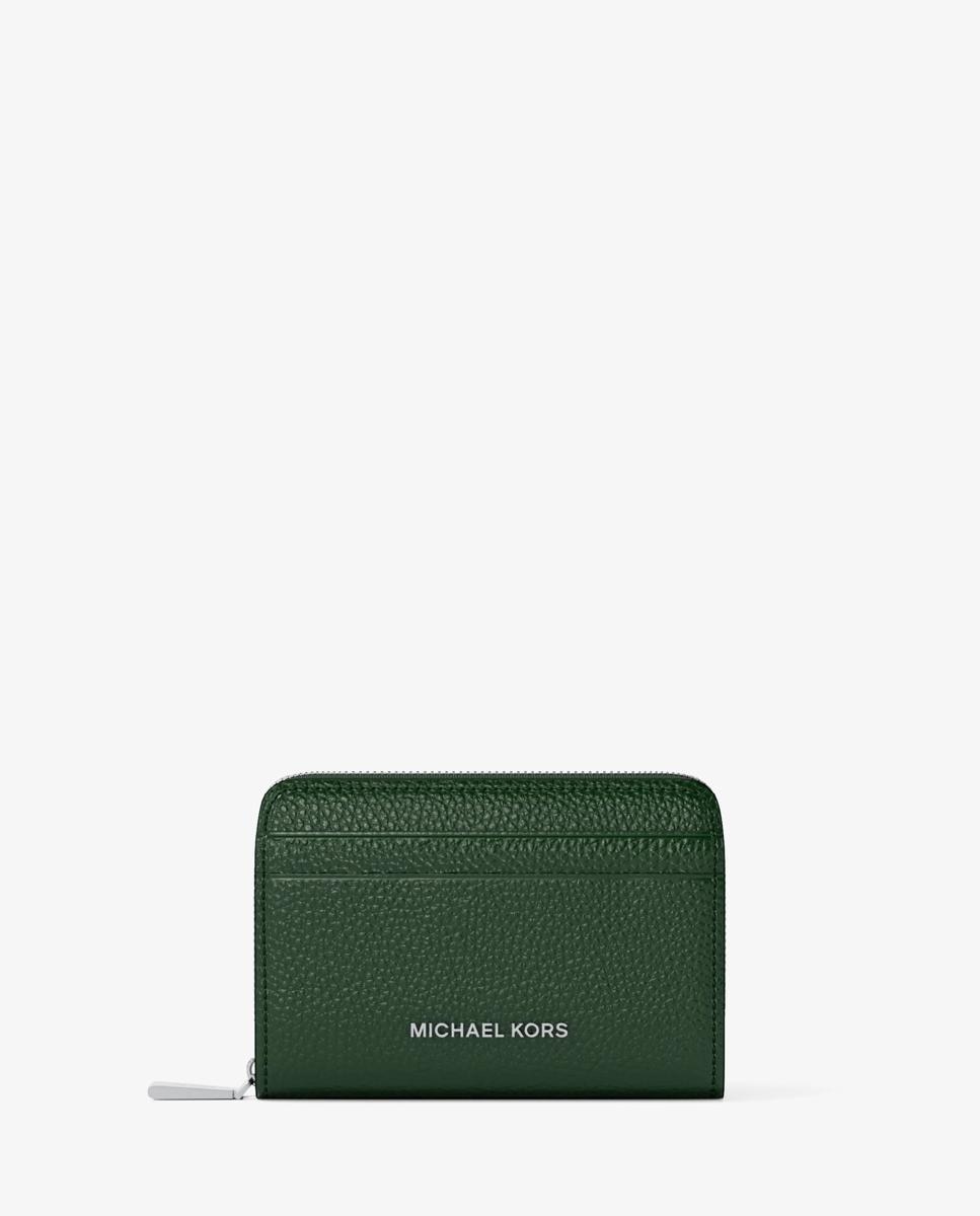 Tarjetero de mujer jet set pequeño de piel granulada con cremallera circundante - Michael Michael Kors - Musgo Musgo-1
