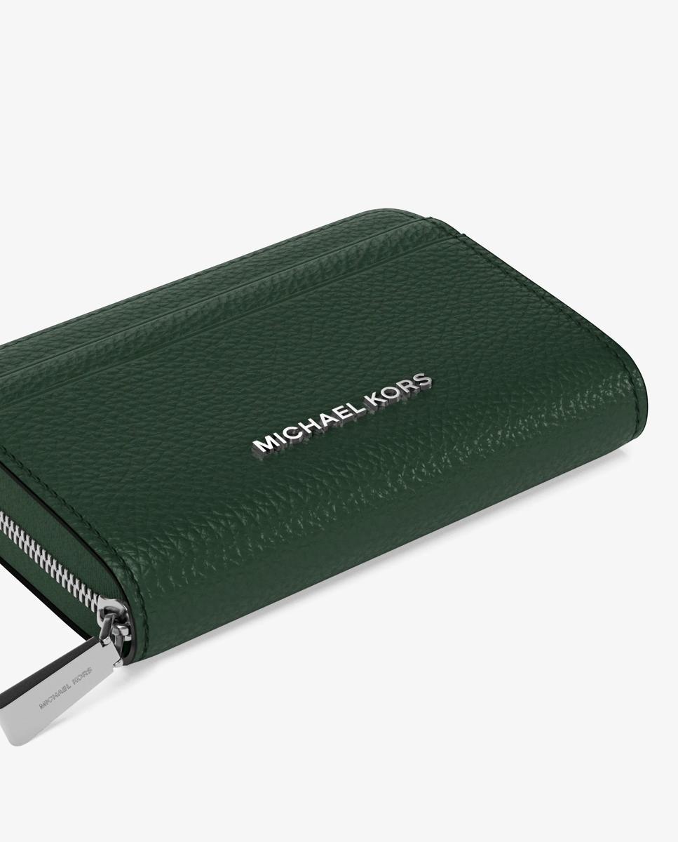 Tarjetero de mujer jet set pequeño de piel granulada con cremallera circundante - Michael Michael Kors - Musgo Musgo-4