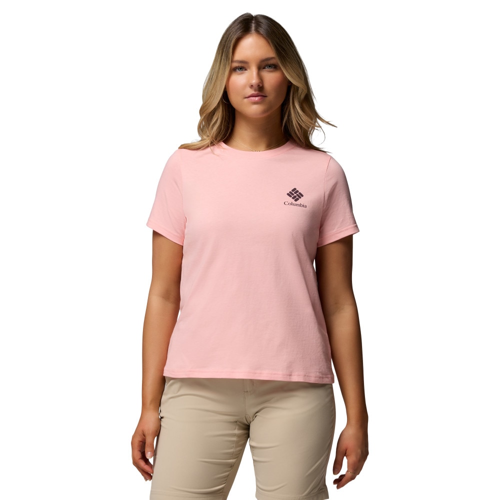 Imagen 0 de Camiseta manga corta de mujer Rolling Bend™ Graphic SS Columbia Rosa chicle