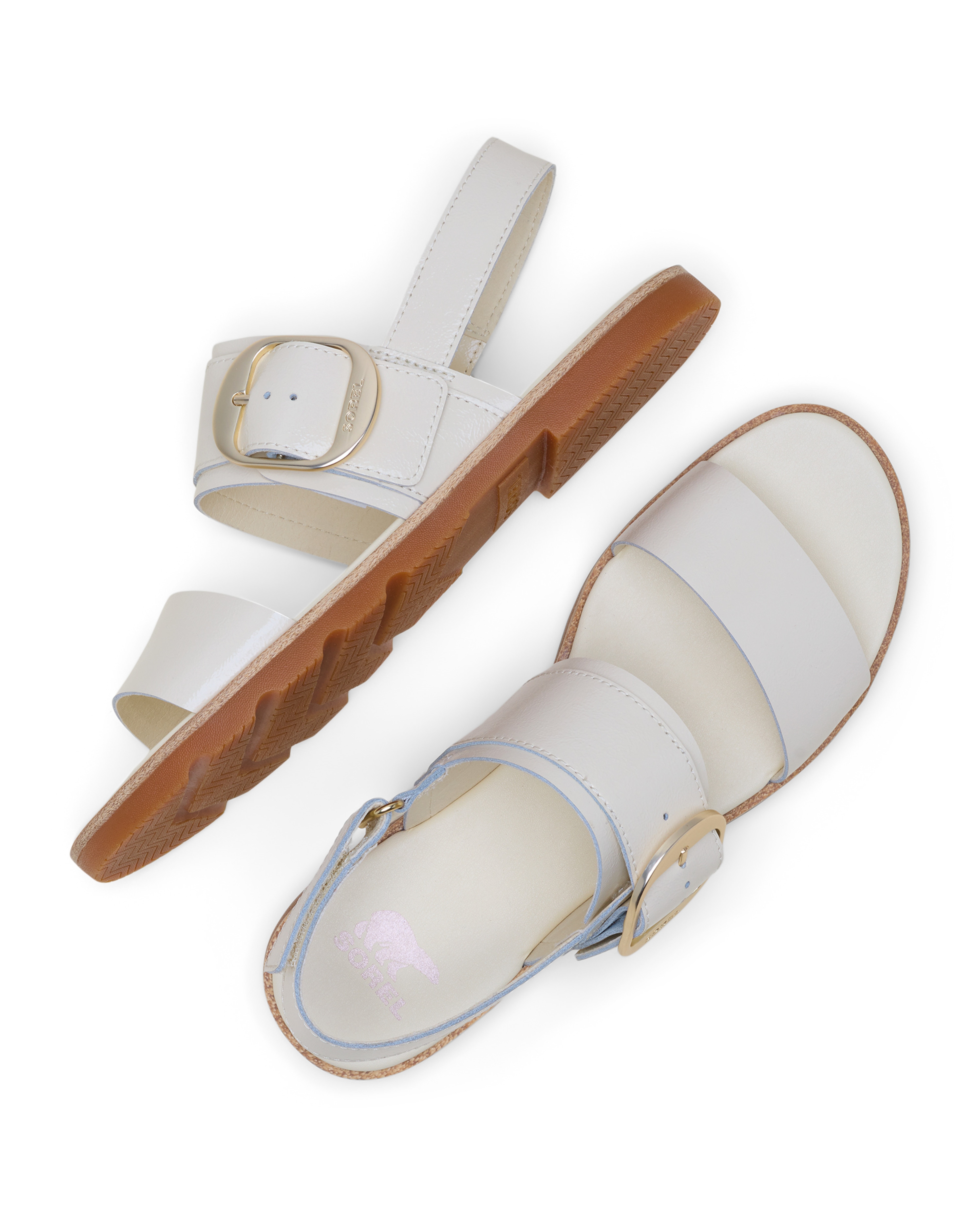 Sandalias de tiras de mujer de piel - Sorel - Hueso Hueso-4