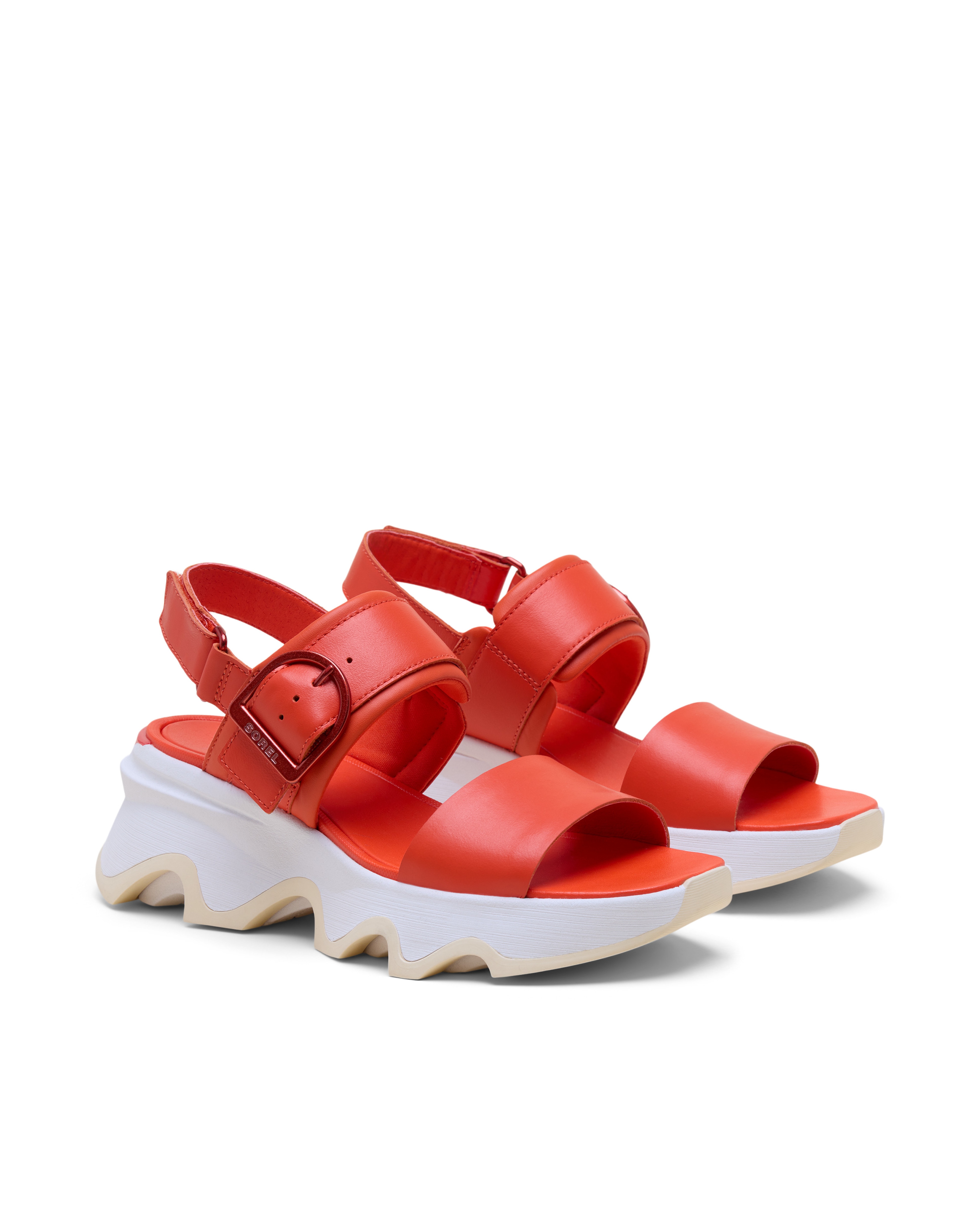 Sandalias de tiras de mujer de piel - Sorel - Rojo Rojo-5