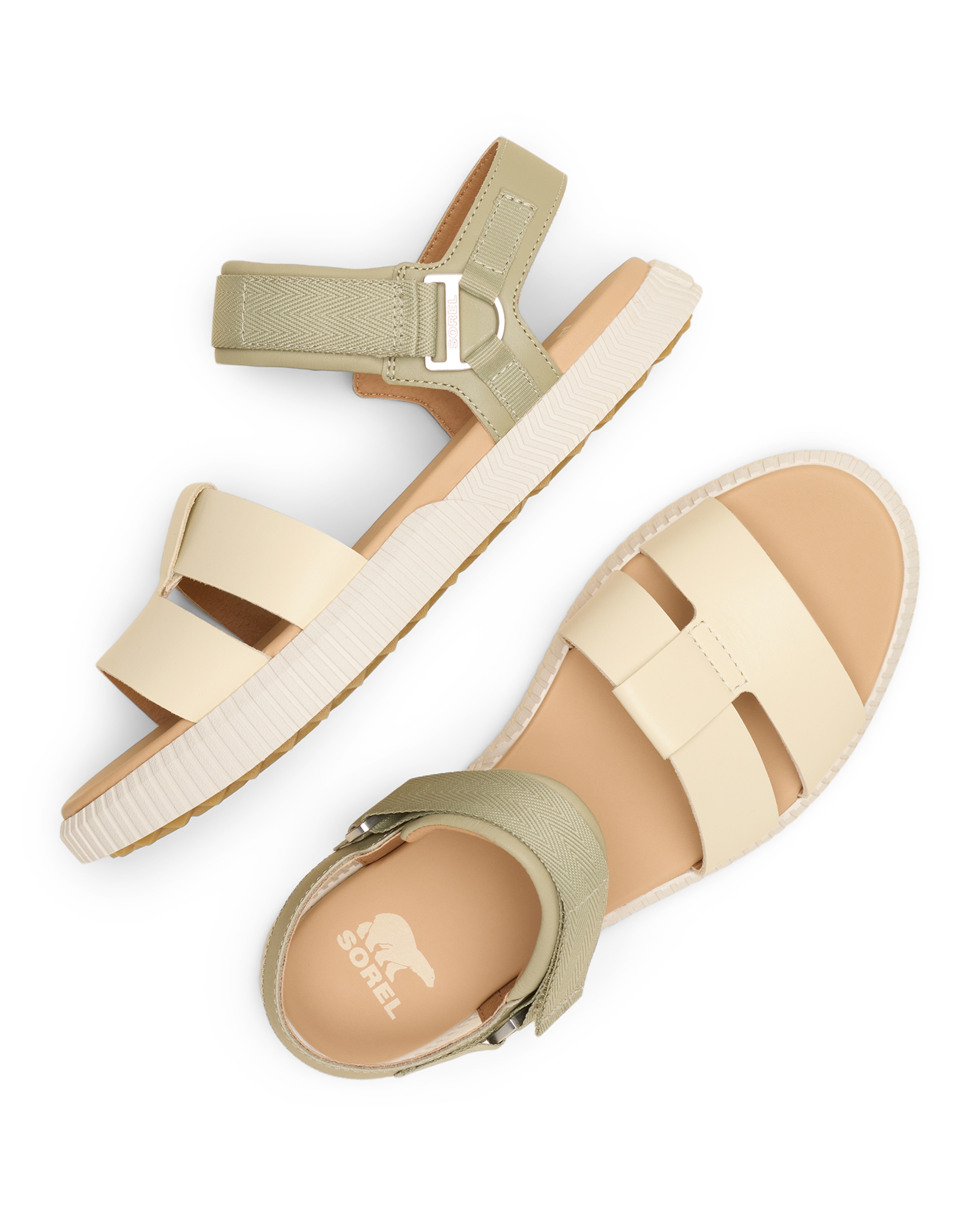 Sandalias de tiras de mujer de piel - Sorel - Verde claro Verde claro-5