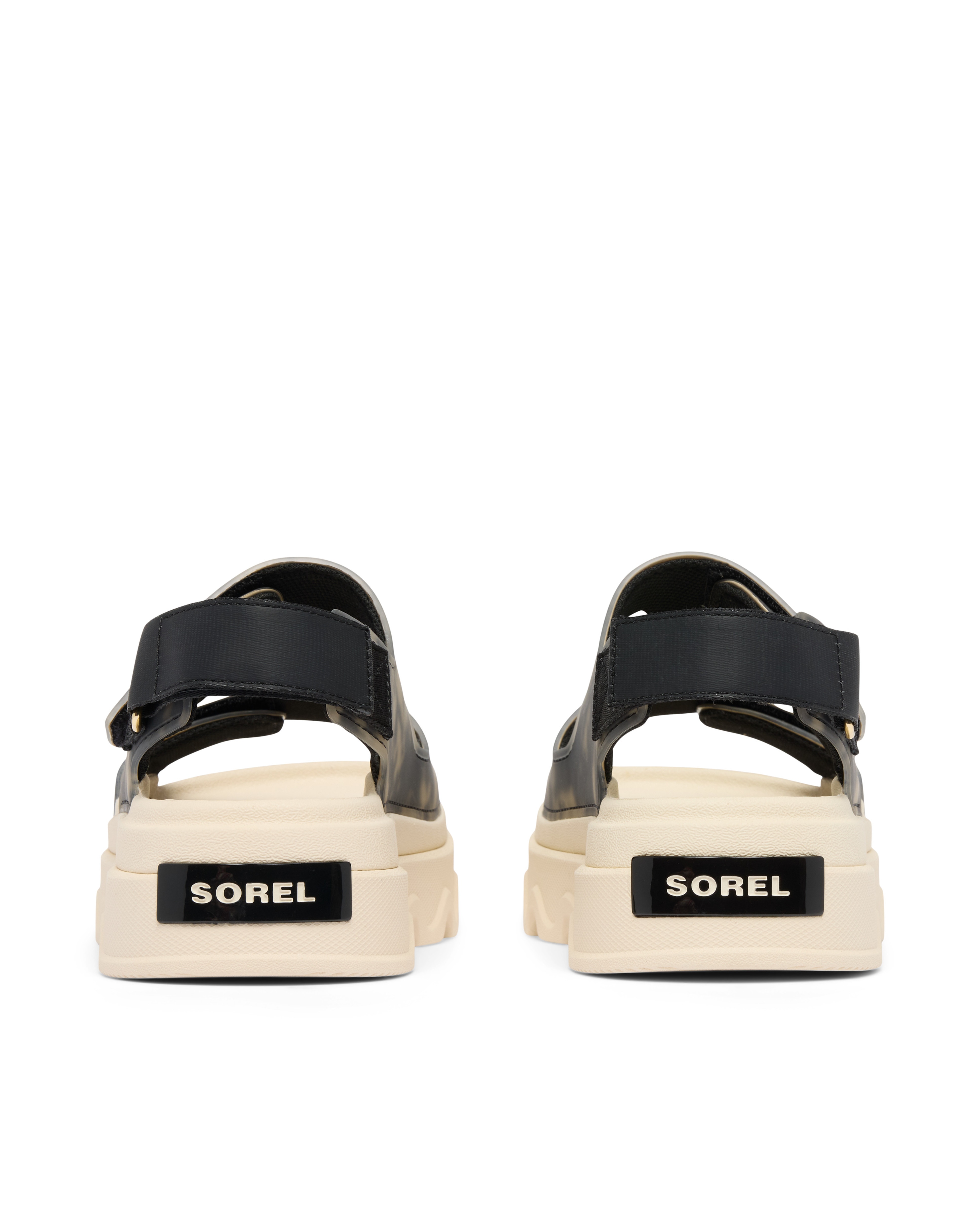 Sandalias planas de mujer con tira de cierre adherente - Sorel - Negro / Natural Negro / Natural-3