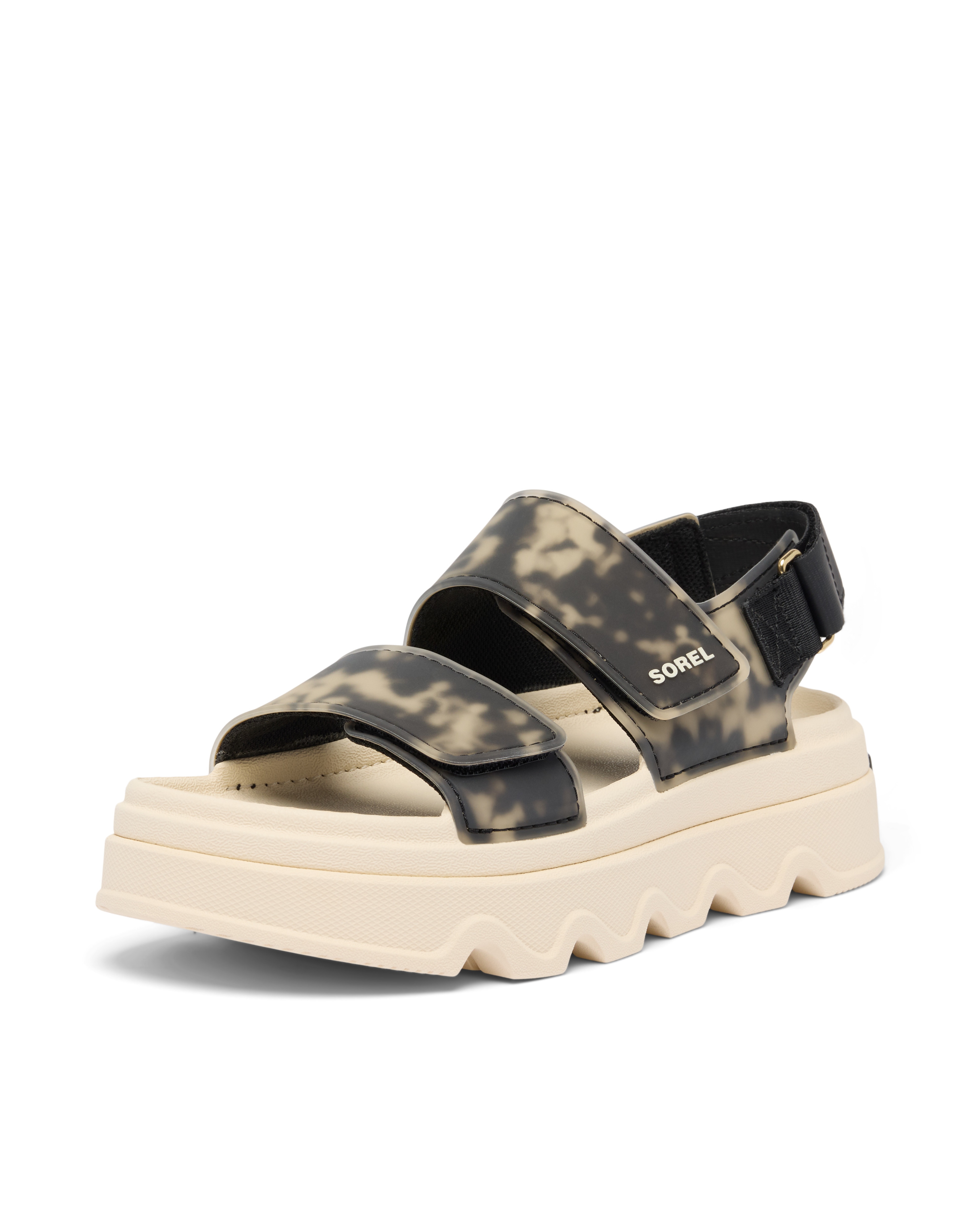 Sandalias planas de mujer con tira de cierre adherente - Sorel - Negro / Natural Negro / Natural-6