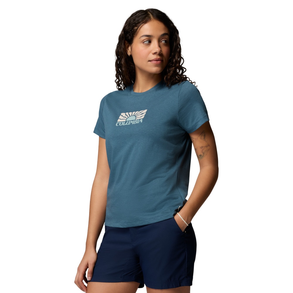 Camiseta manga corta de mujer Ruby Springs™ Graphic Fitted SS Columbia - Azul Turquesa Azul Turquesa-3