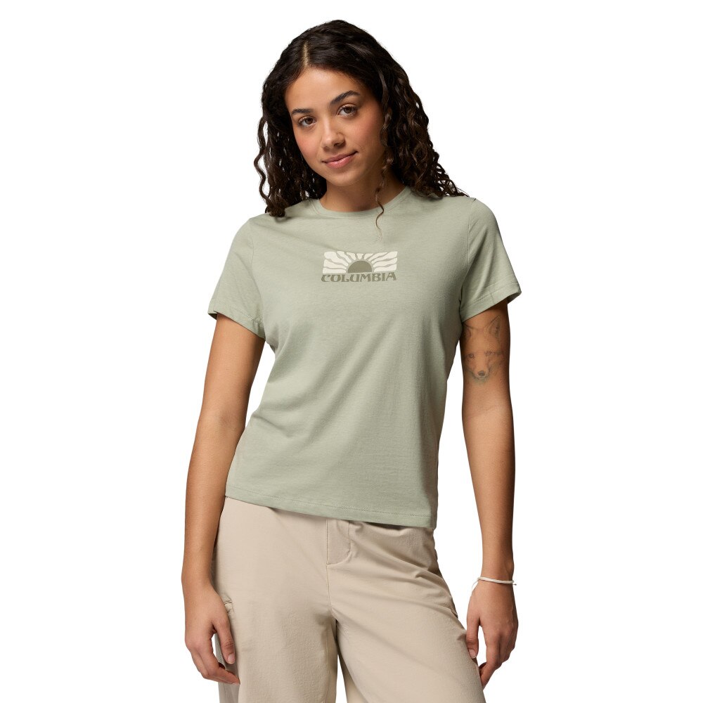 Camiseta manga corta de mujer Ruby Springs™ Graphic Fitted SS Columbia - Verde grisáceo Verde grisáceo-1