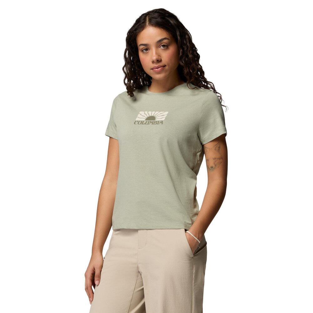 Camiseta manga corta de mujer Ruby Springs™ Graphic Fitted SS Columbia - Verde grisáceo Verde grisáceo-3
