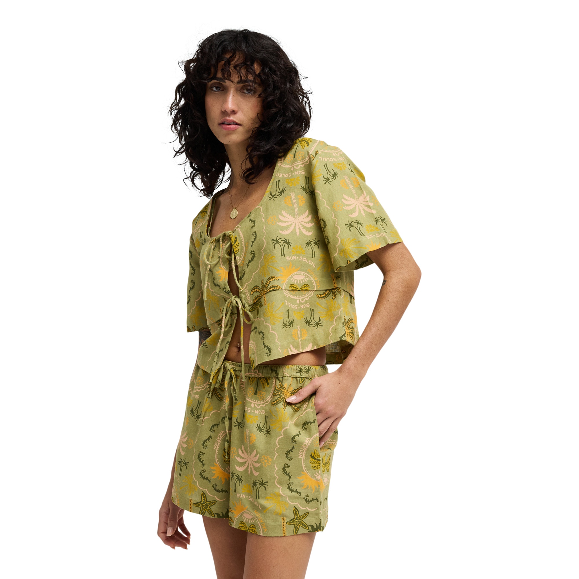 Imagen 4 de Camisa de mujer Totally Tropic Billabong - Verde Verde