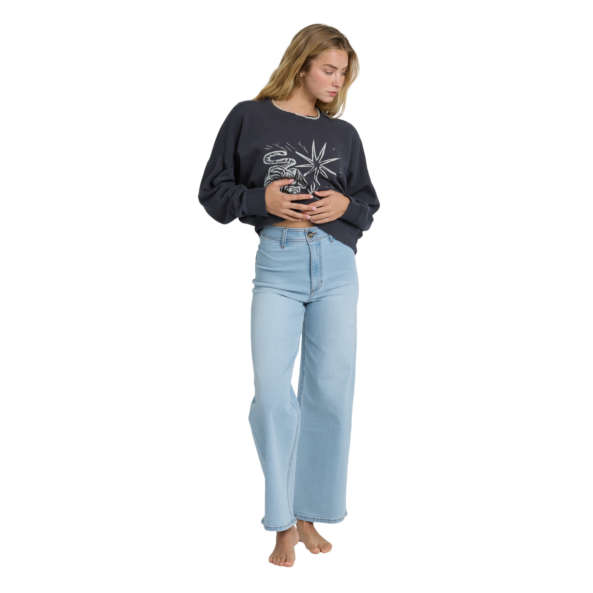 Vaquero de corte ancho de mujer Free Fall Indigo Billabong - Azul Azul-2
