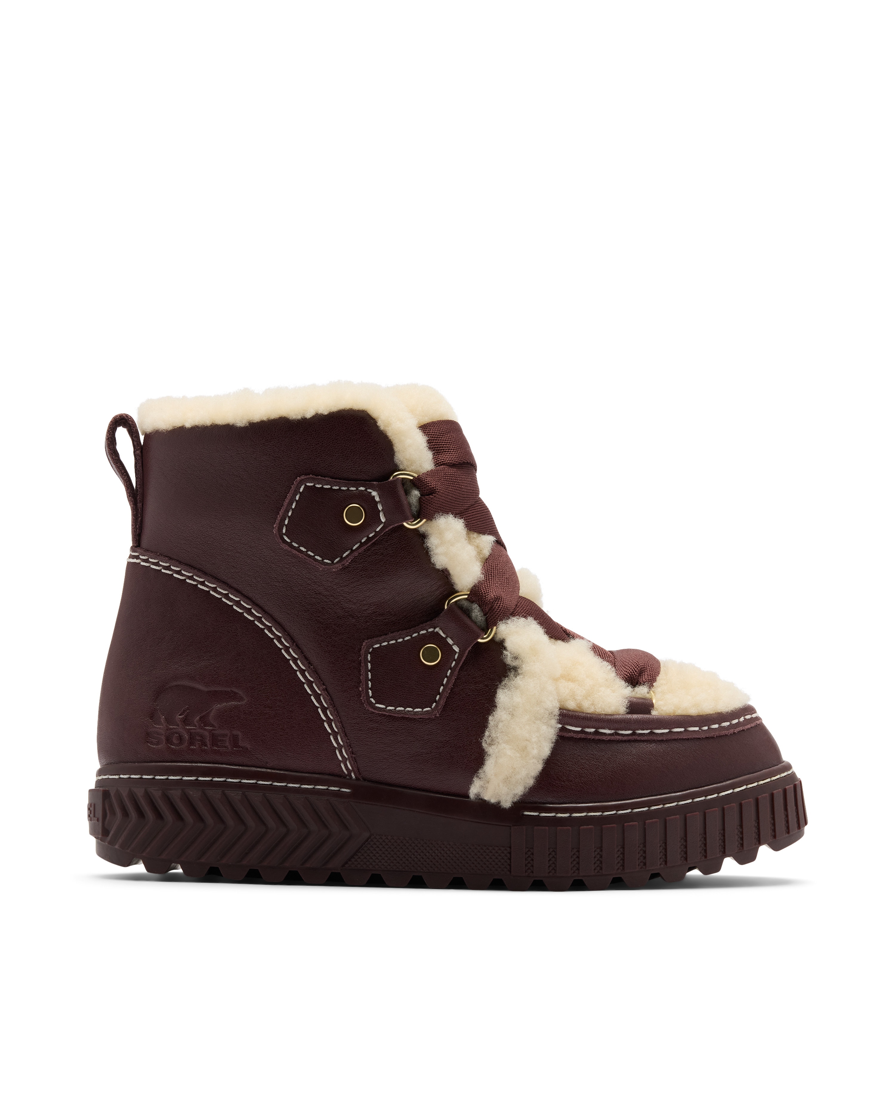 Bota con pelo de mujer piel impermeable - Sorel - Granate Granate-1