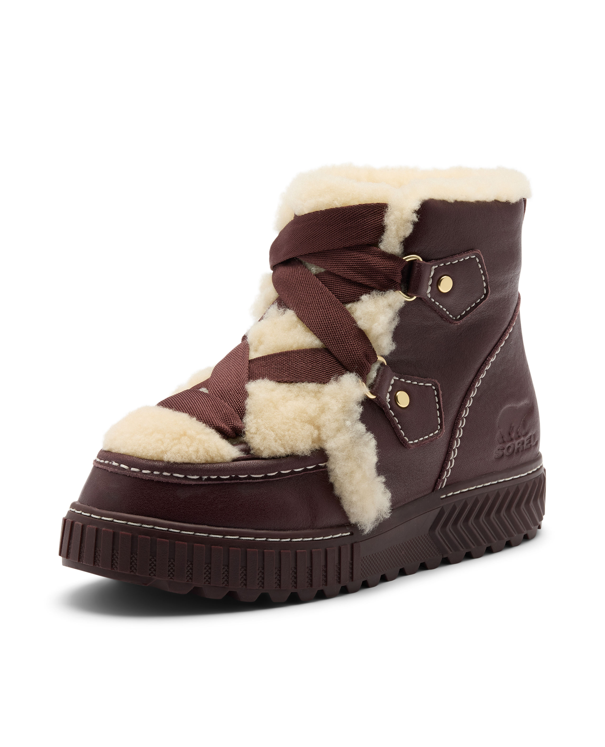 Bota con pelo de mujer piel impermeable - Sorel - Granate Granate-4