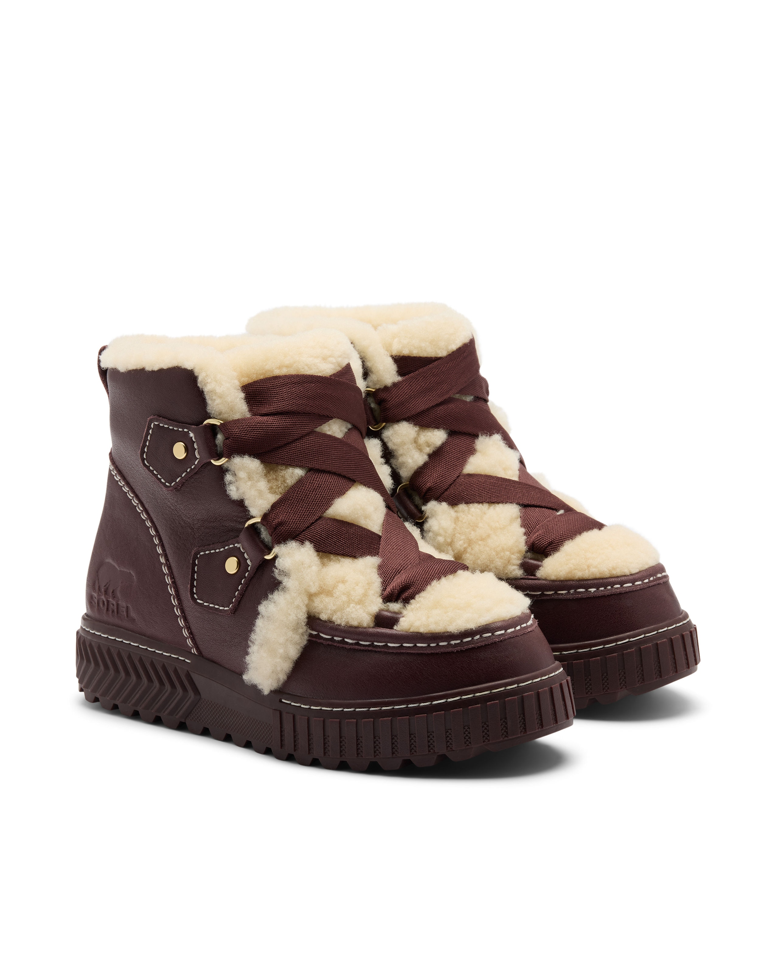 Bota con pelo de mujer piel impermeable - Sorel - Granate Granate-6