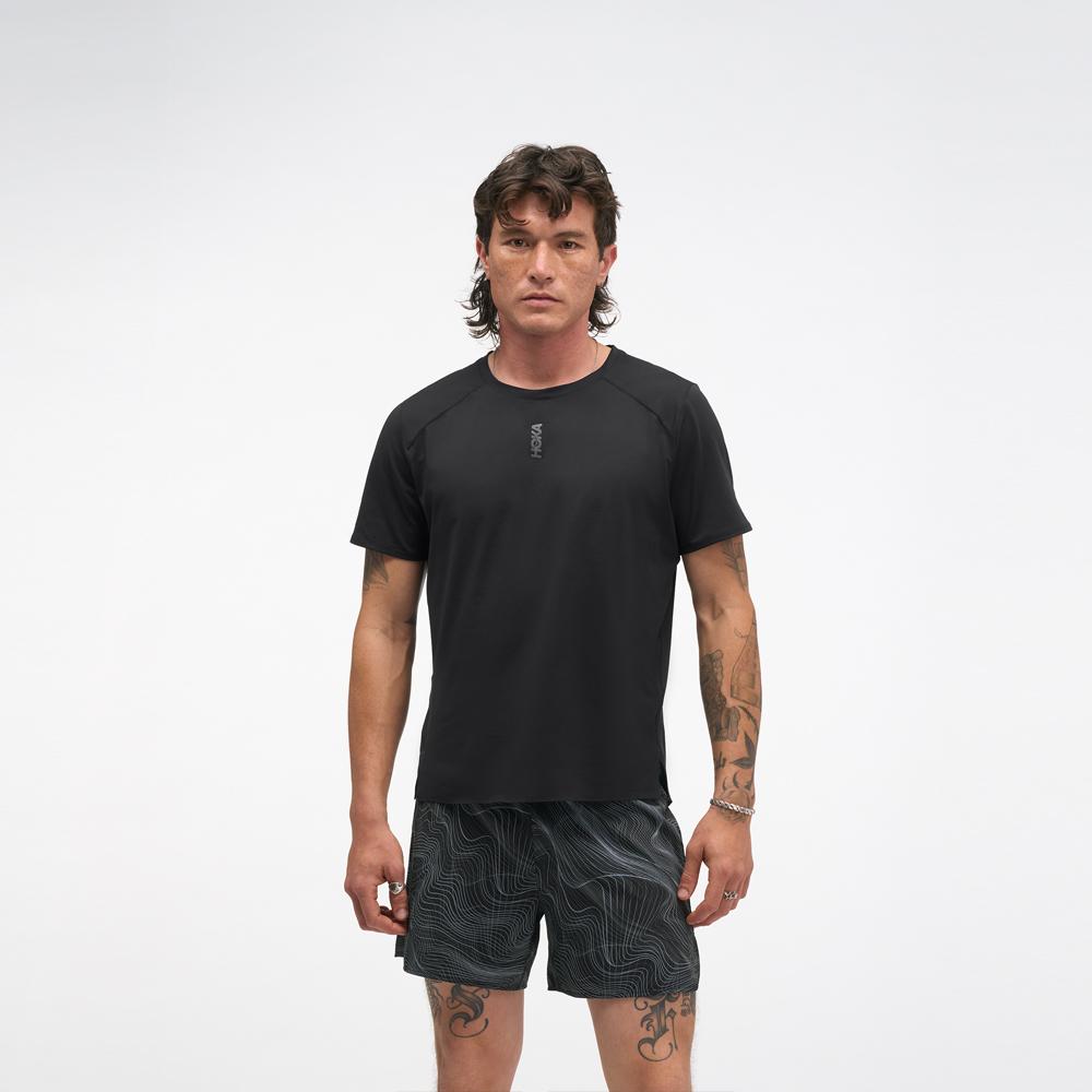 Camiseta de hombre EVERYRUN SHORT SLEEV HOKA - Negro Negro-1