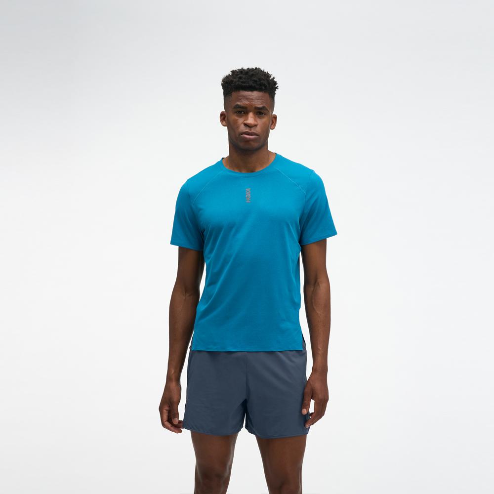 Camiseta de hombre EVERYRUN SHORT SLEEV HOKA - Azul Azul-1