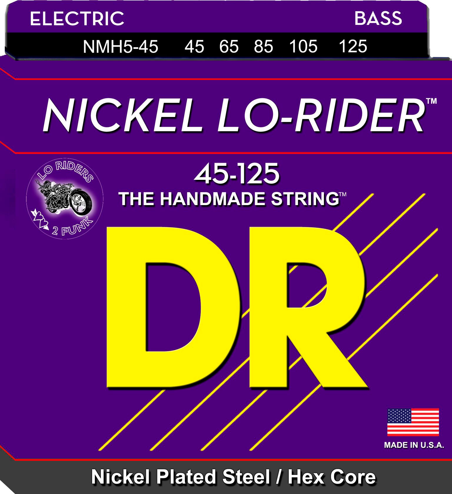 Juego de cuerdas para Bajo DR Nmh5-45 Nickel Lo-Rider Morado · El