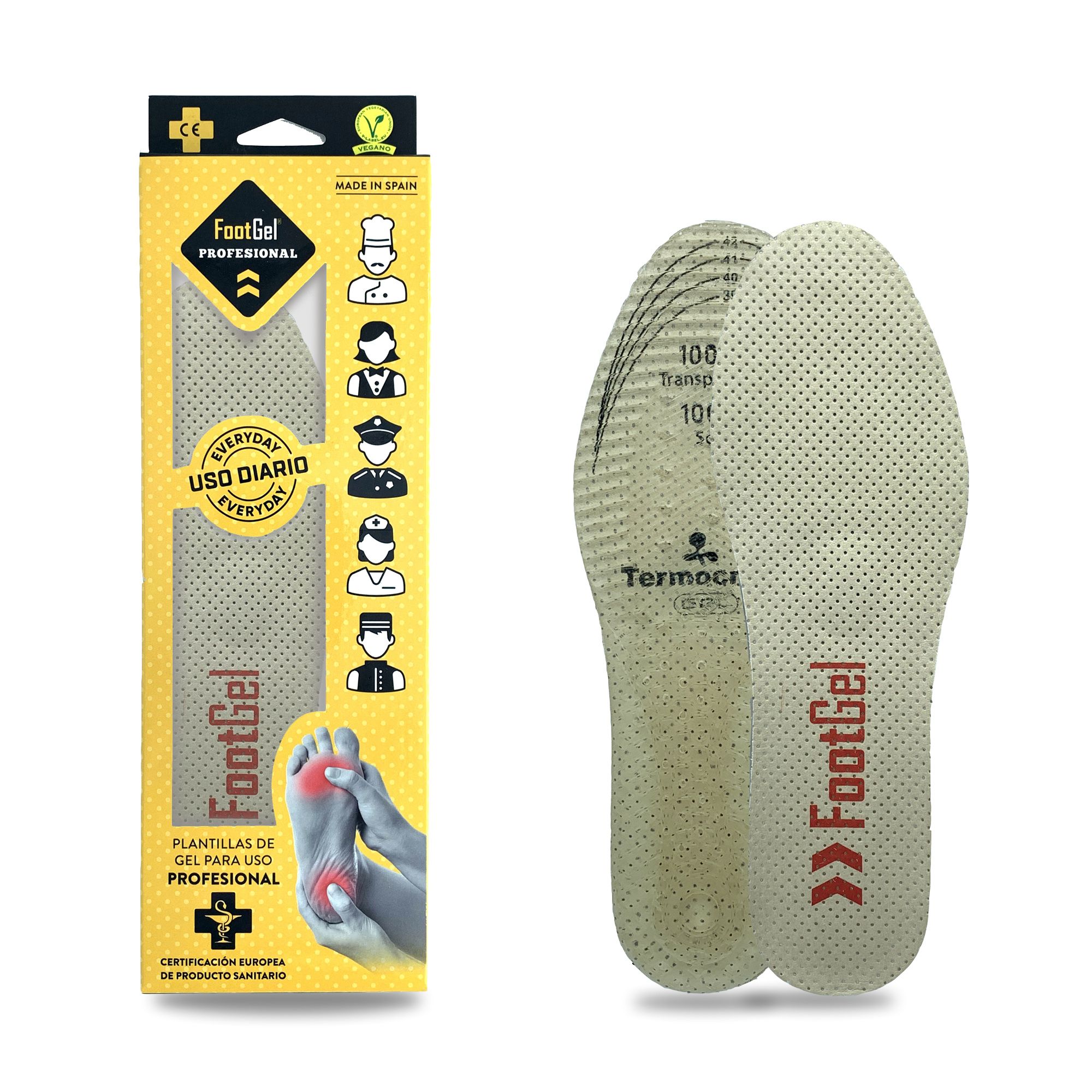 Imagen 0 de Plantilla de gel unisex PROFESIONAL Footgel Marrón claro