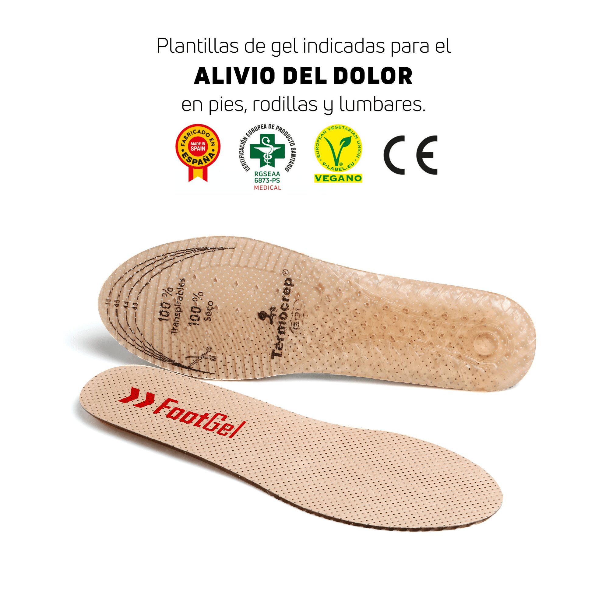Plantilla de gel unisex PROFESIONAL Footgel - Marrón claro Marrón claro-2