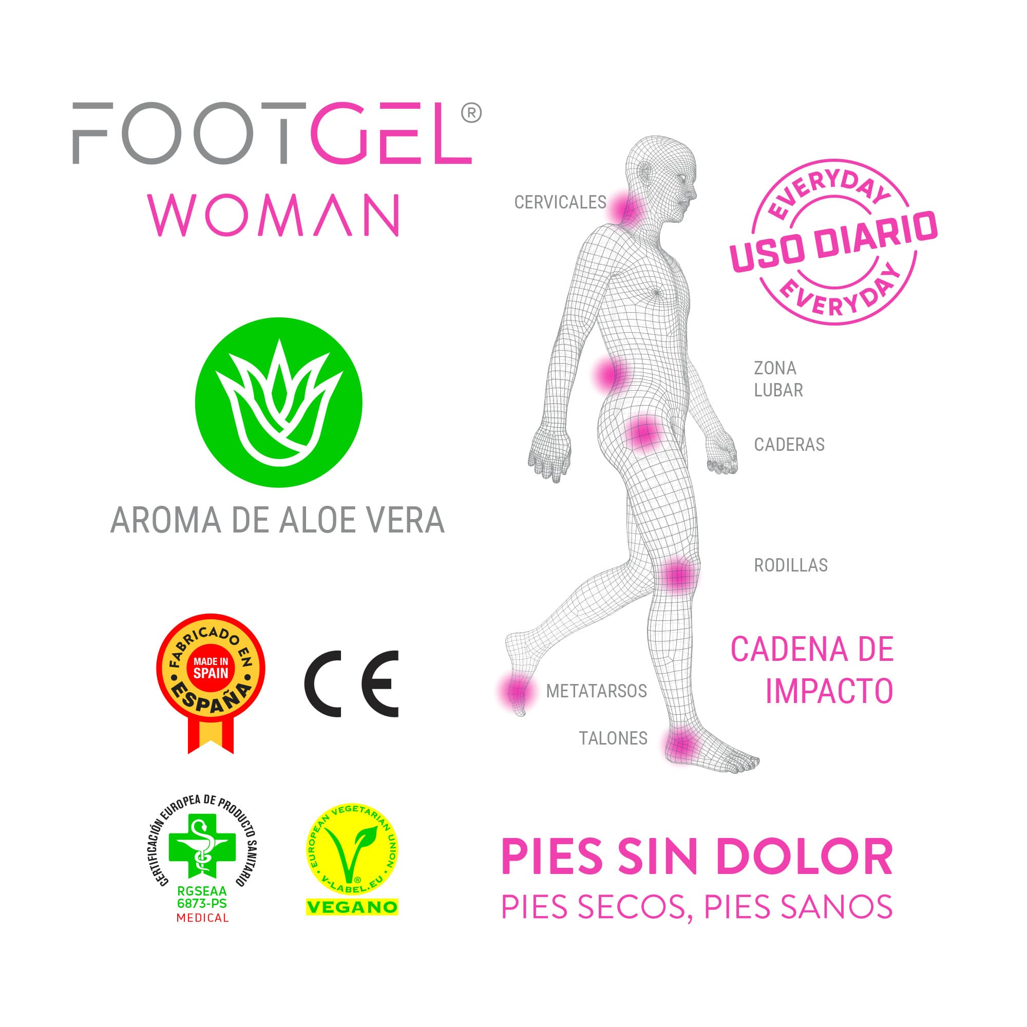 Plantilla de gel para uso diario de mujer URBANA Woman Footgel - Rosa claro Rosa claro-3