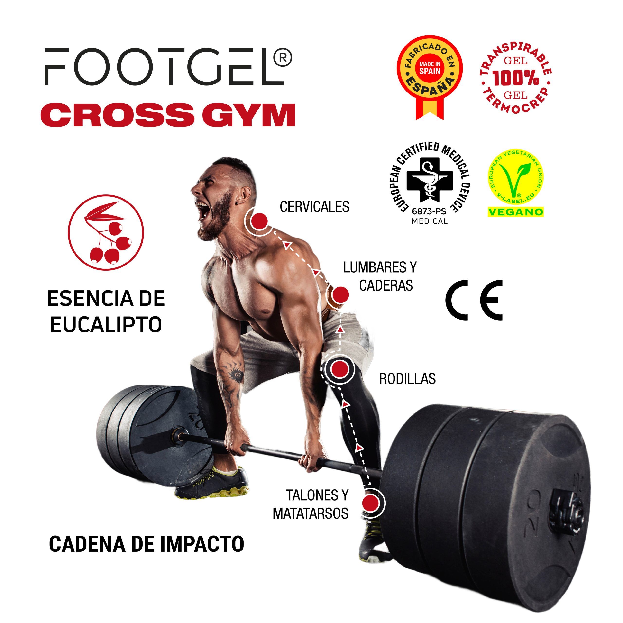 Plantilla de gel para fitness unisex Cross Gym Footgel - Rojo / Blanco Rojo / Blanco-4