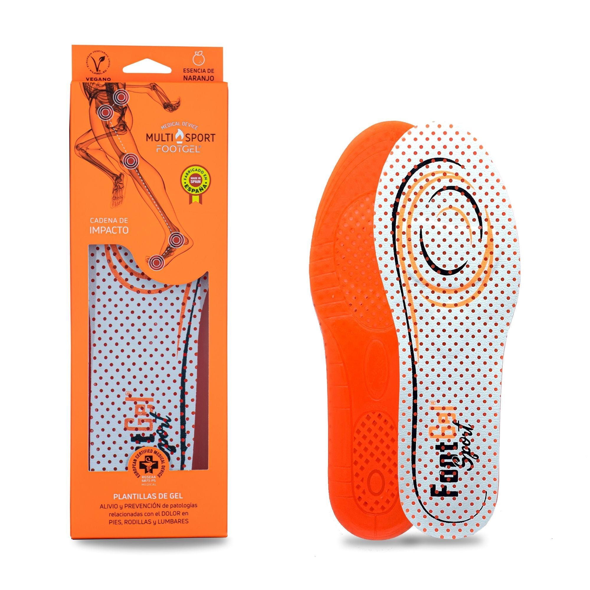 Imagen 0 de Plantilla de gel unisex Multideporte Footgel Blanco / Naranja