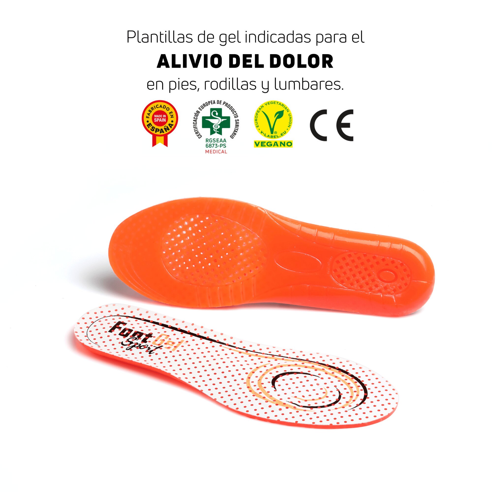 Plantilla de gel unisex Multideporte Footgel - Blanco / Naranja Blanco / Naranja-2