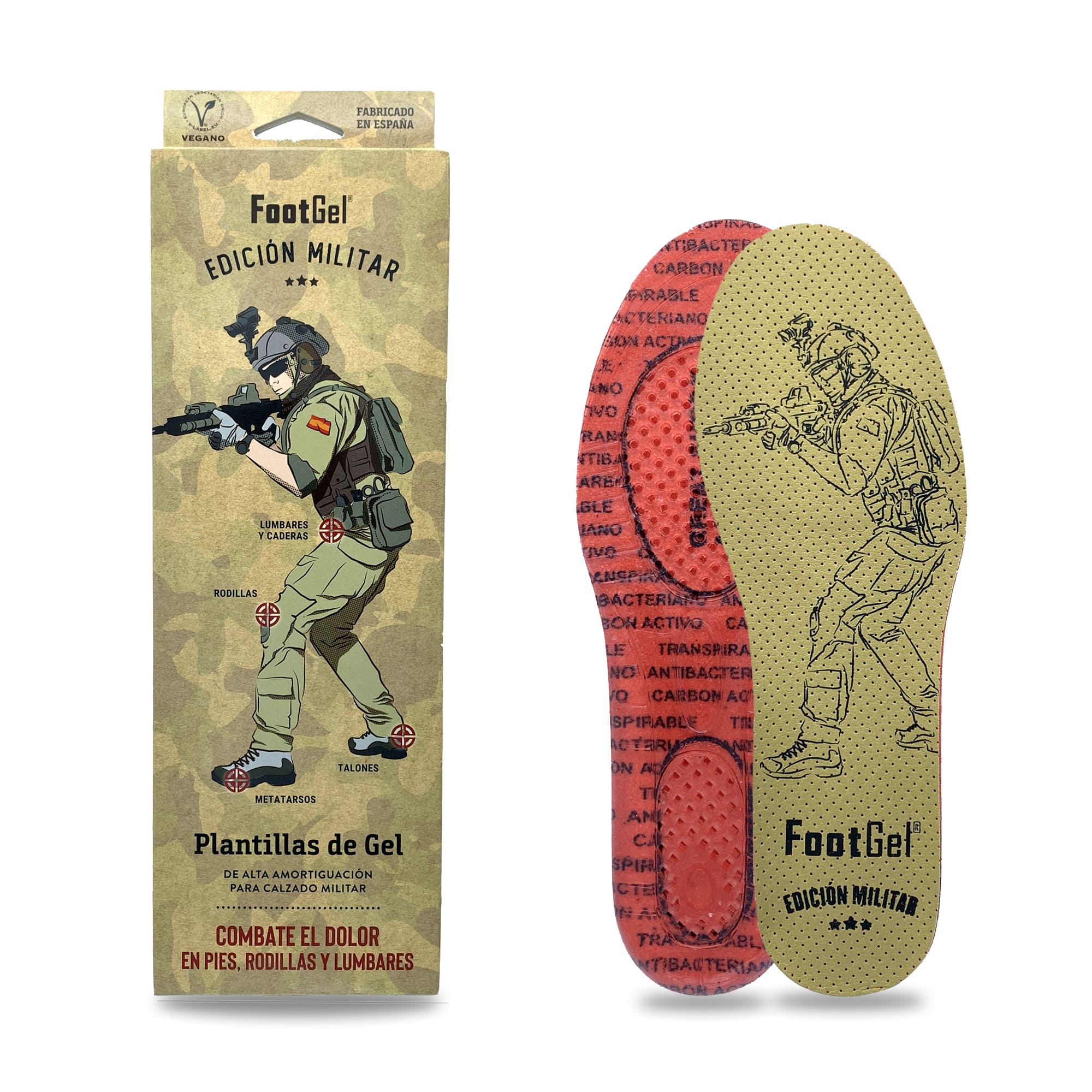 Imagen 0 de Plantilla de gel unisex Military Footgel Marrón claro