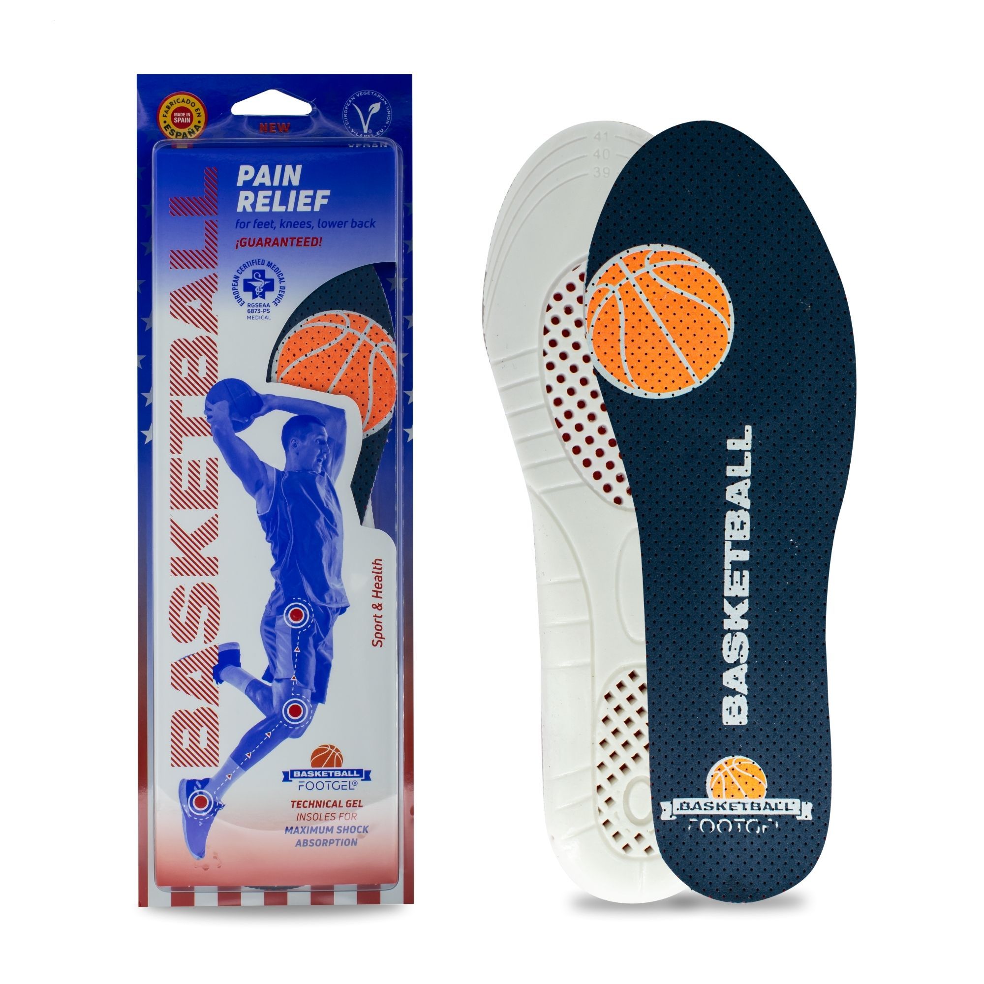 Imagen 0 de Plantilla de gel para basket unisex Eucalipto Footgel Azul marino / Naranja