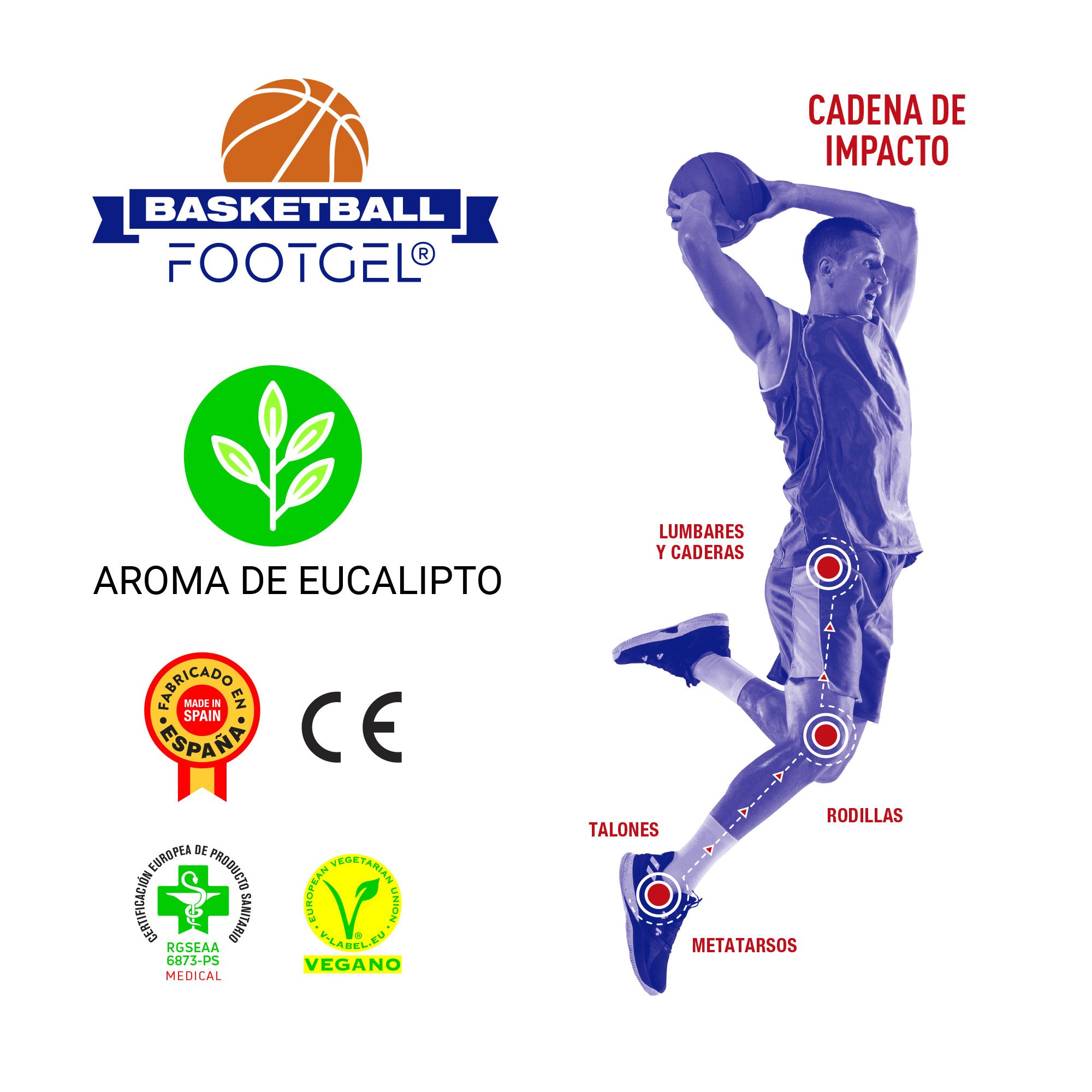 Plantilla de gel para basket unisex Eucalipto Footgel - Azul marino / Naranja Azul marino / Naranja-3