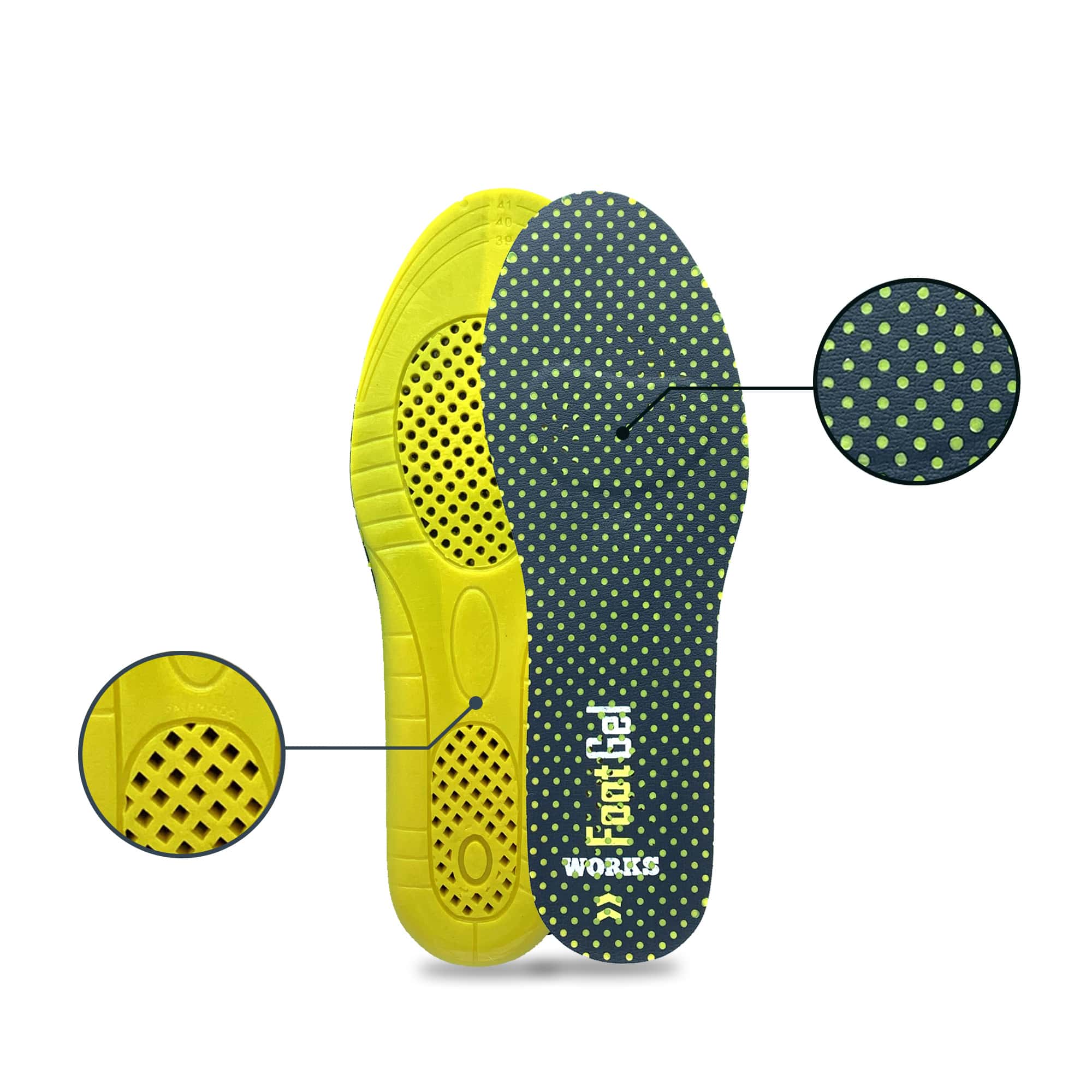 Plantilla de gel uso profesional unisex WORKS Footgel - Negro / Amarillo Negro / Amarillo-3