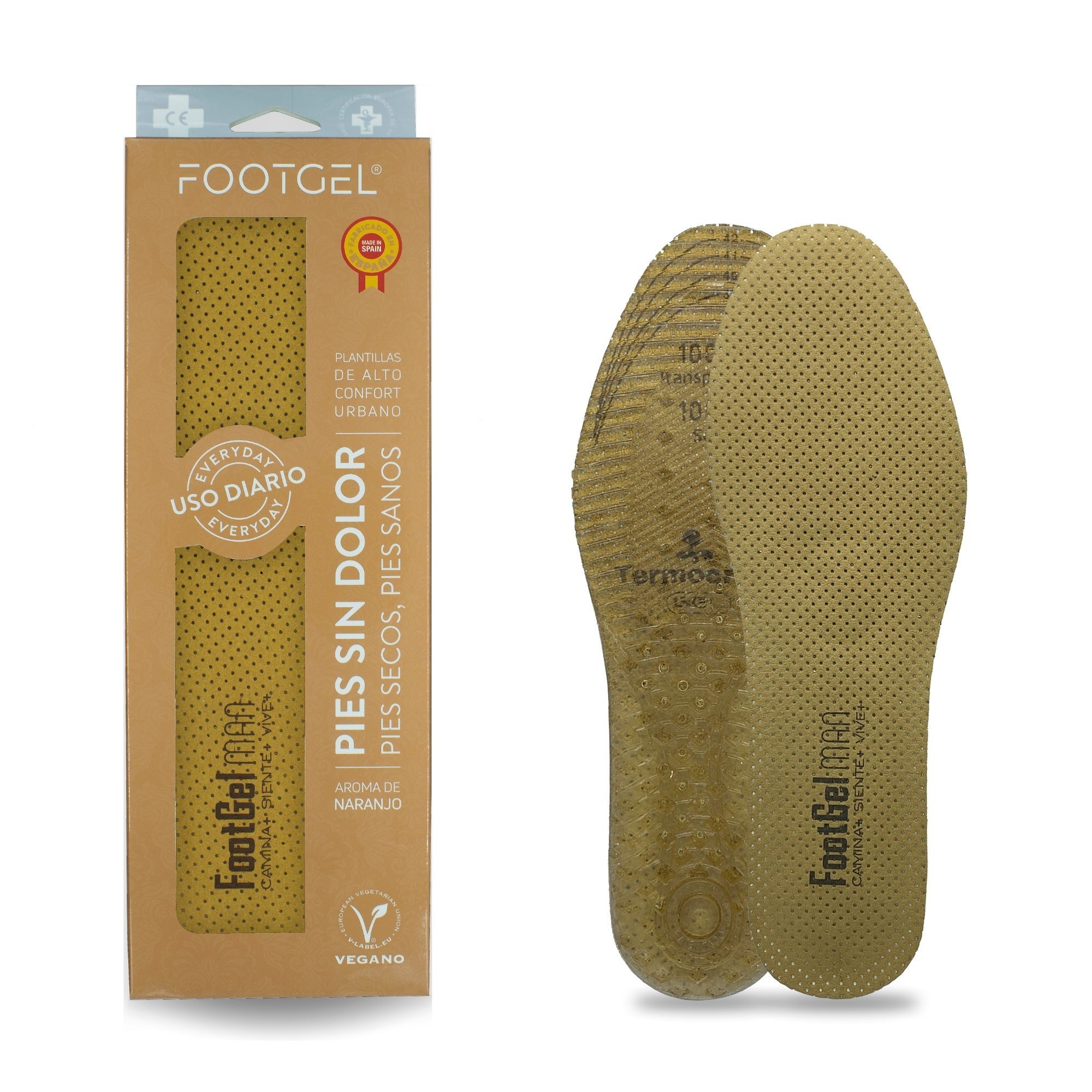 Plantilla de gel para uso diario de hombre URBANA Man Footgel - Marrón claro Marrón claro-1