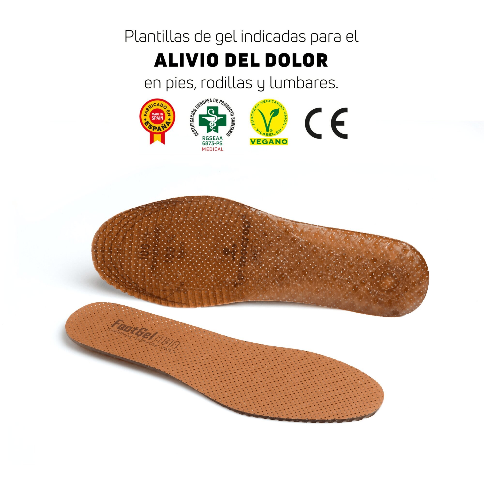 Plantilla de gel para uso diario de hombre URBANA Man Footgel - Marrón claro Marrón claro-2