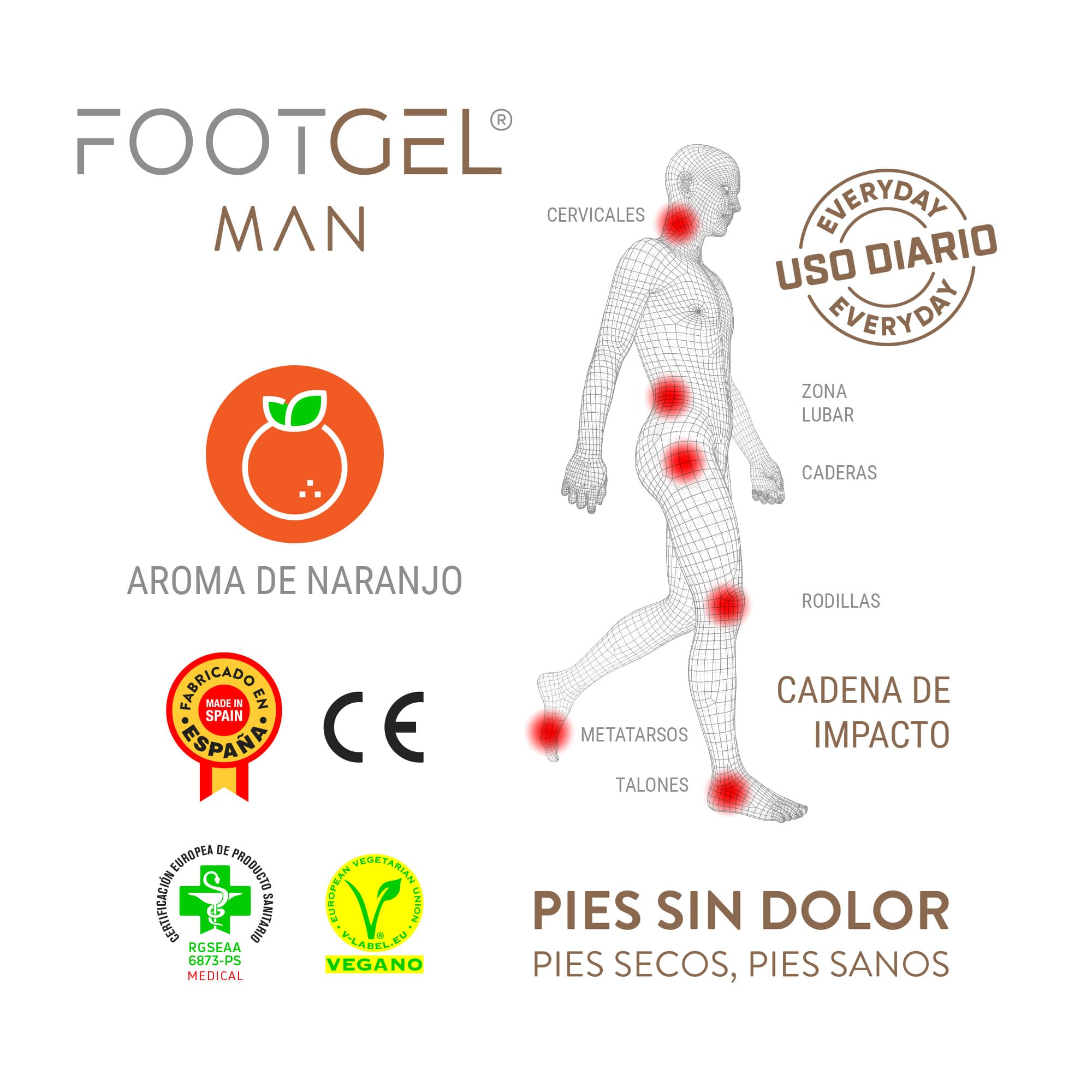 Plantilla de gel para uso diario de hombre URBANA Man Footgel - Marrón claro Marrón claro-3