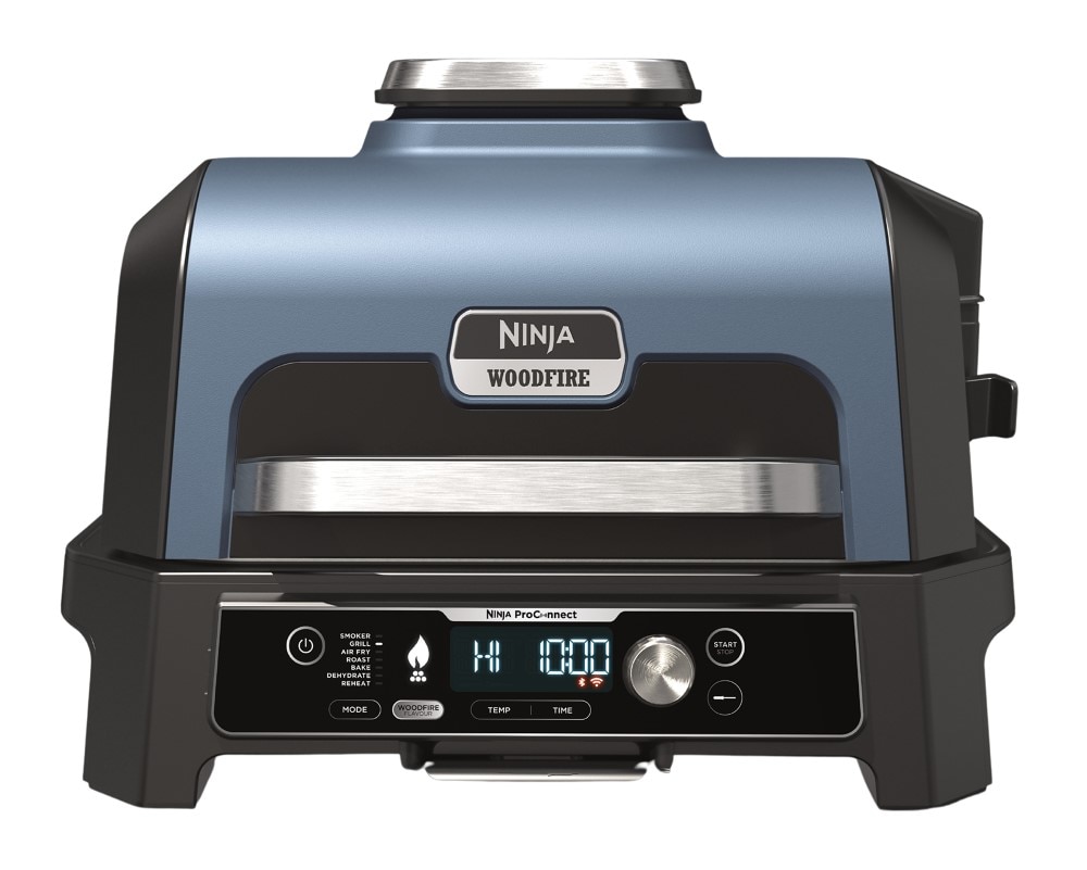 NINJA - Barbacoa eléctrica de exterior con ahumador + freidora de aire Ninja OG901EU Woodfire Pro connect xl.