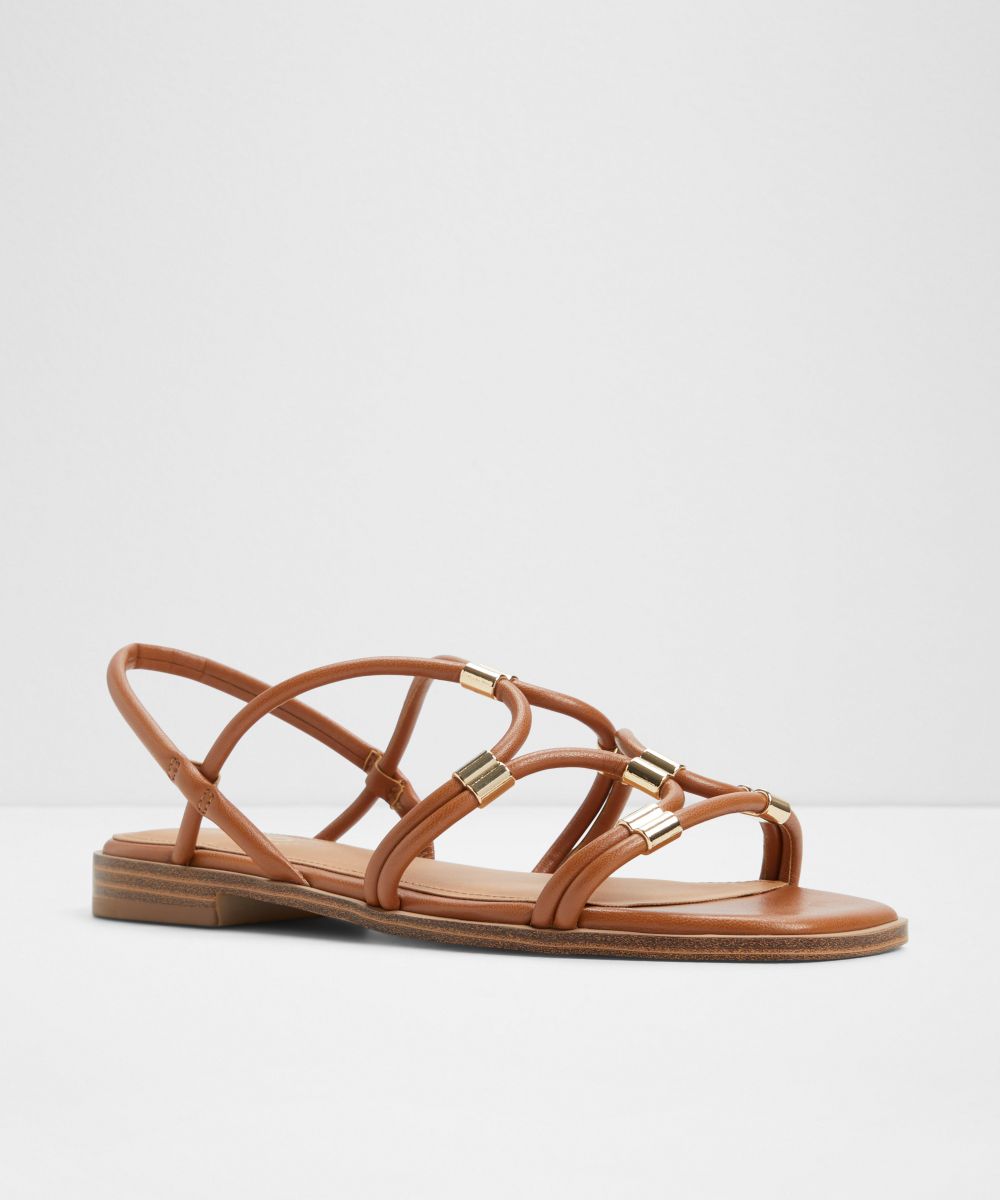 Sandalias planas de mujer con punta cuadrada - Aldo - Camel Camel-4