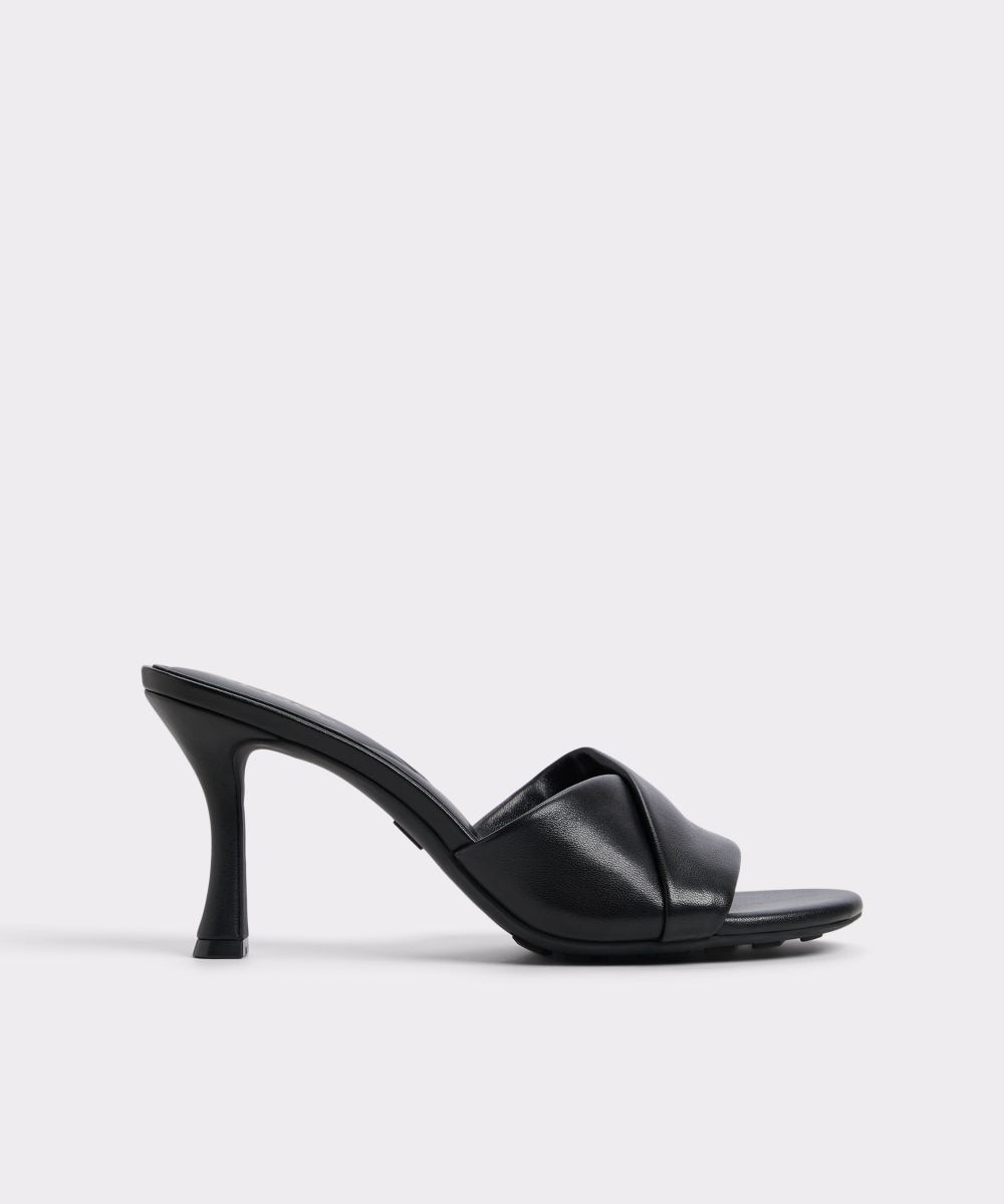 Mules de tacón de mujer con punta redonda - Aldo - Negro Negro-1