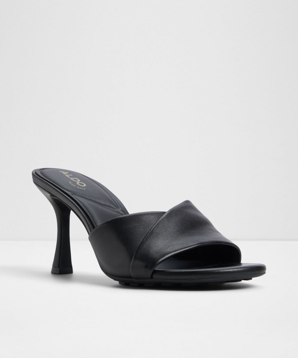 Mules de tacón de mujer con punta redonda - Aldo - Negro Negro-4