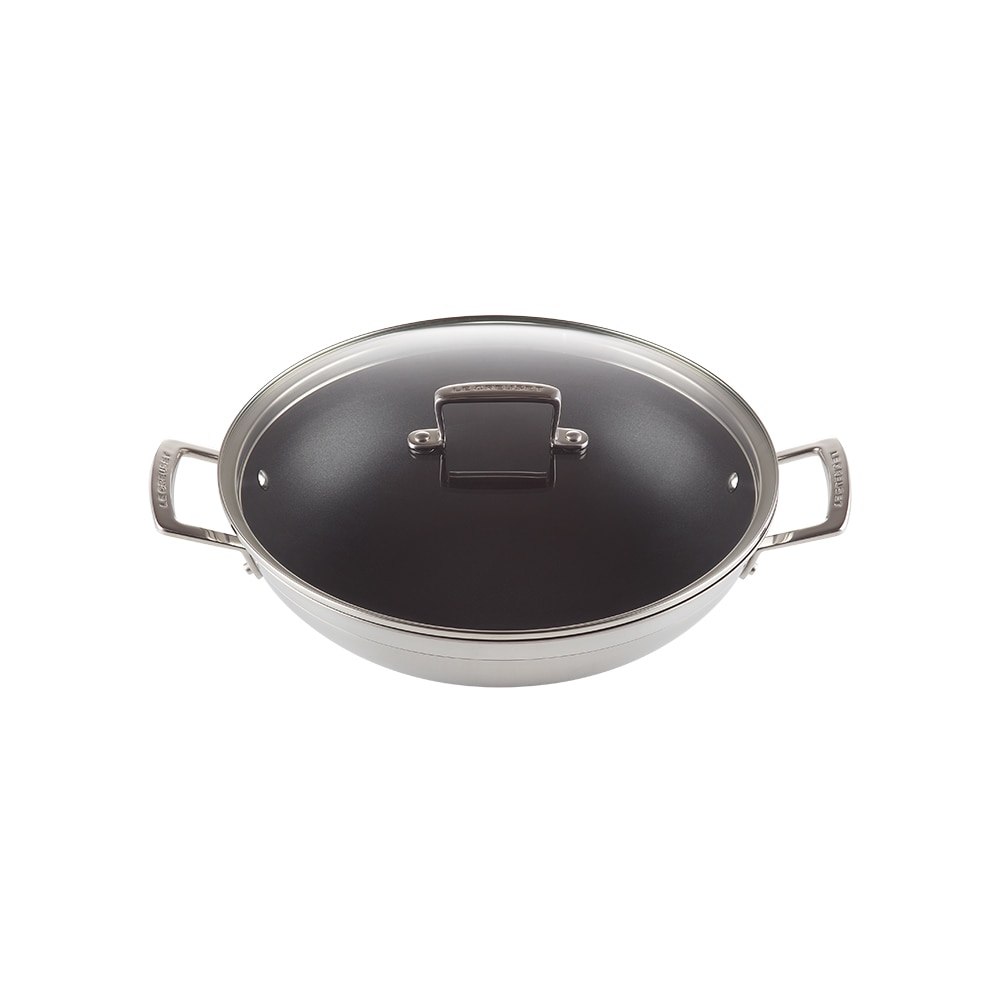 Le Creuset - Wok de acero inoxidable con tapa de cristal Classic Le Creuset.