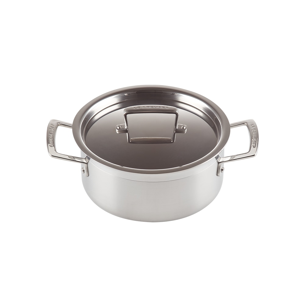 Cacerola baja de acero inoxidable Classic con tapa Le Creuset - Gris Cacerola de 20 cm Gris-1