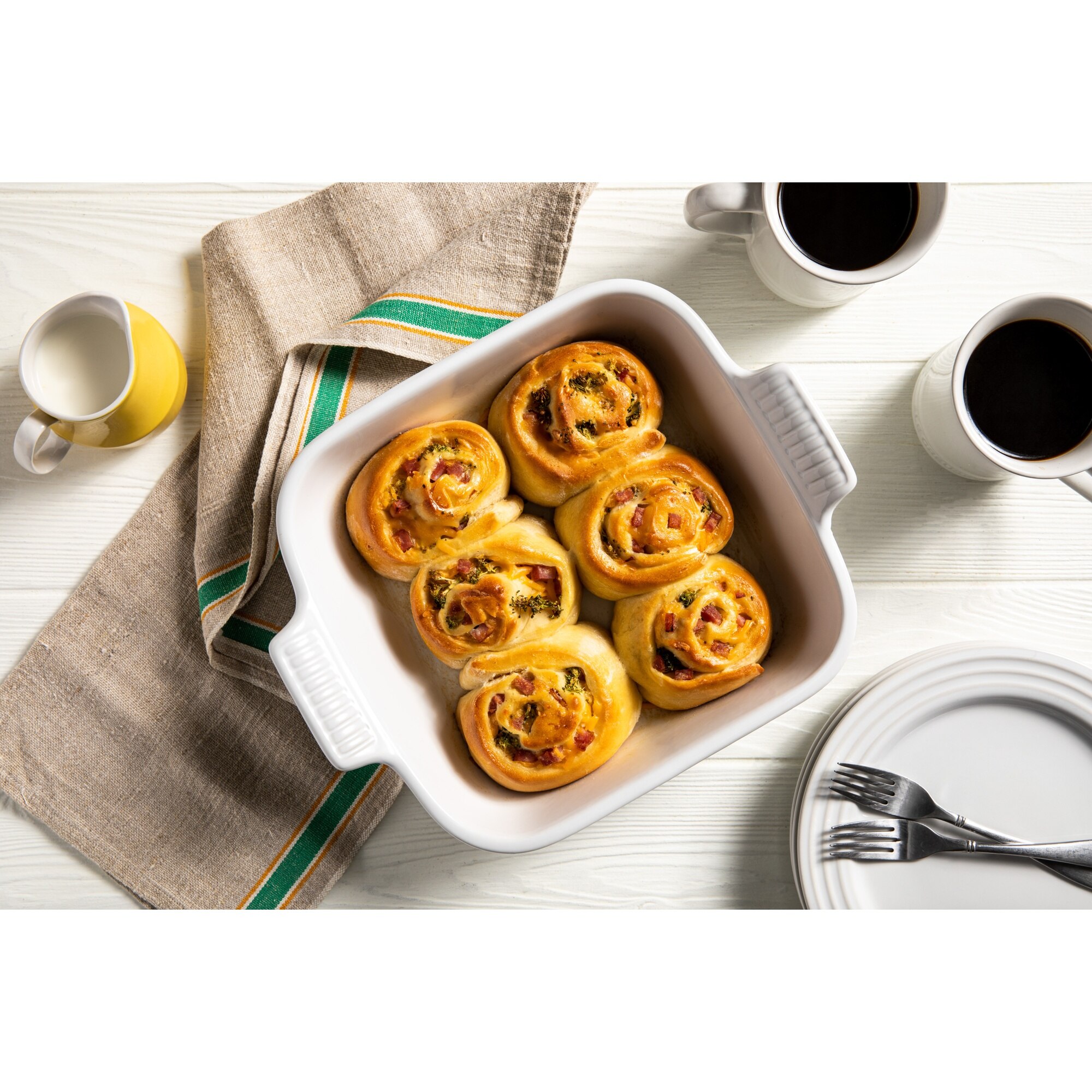Bandeja cuadrada Heritage de cerámica de gres Le Creuset - Blanco 23 cm Blanco-4